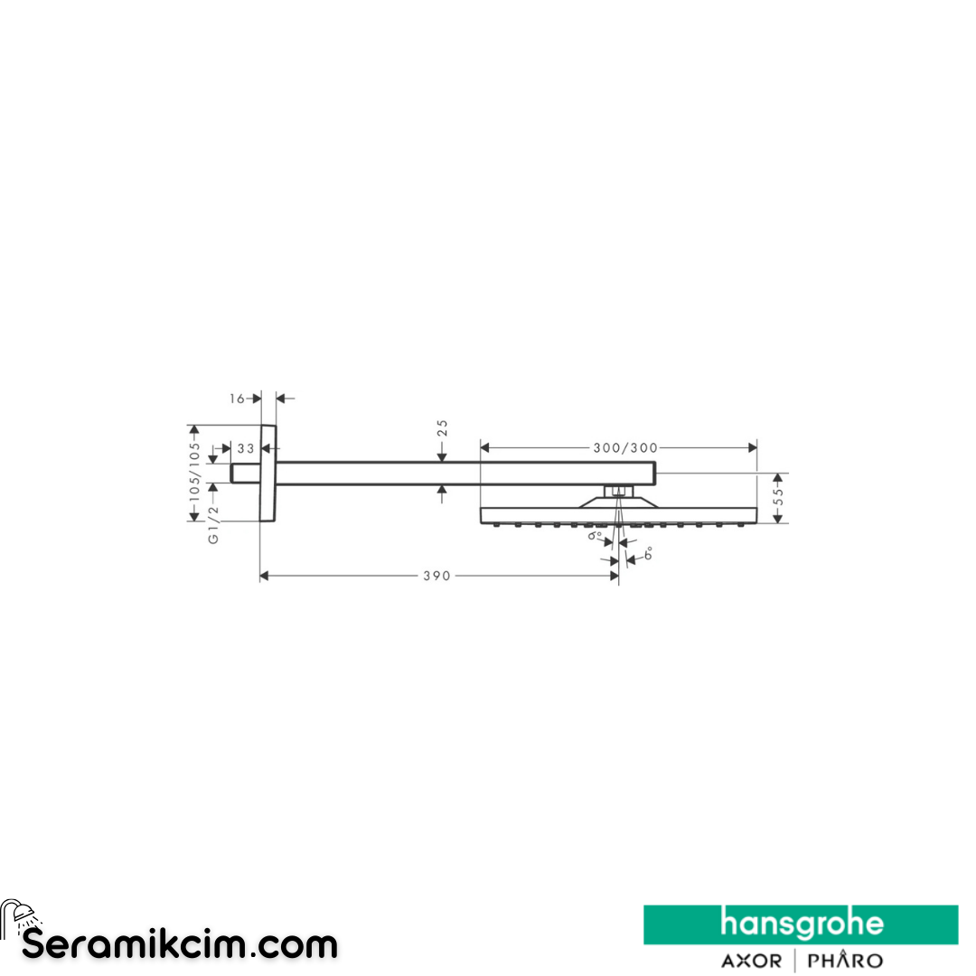 Hansgrohe Raindance E 300 Tepe Duşu 1 Fonksiyonlu Duş Dirseği 390Mm Parlak Altın 26238990