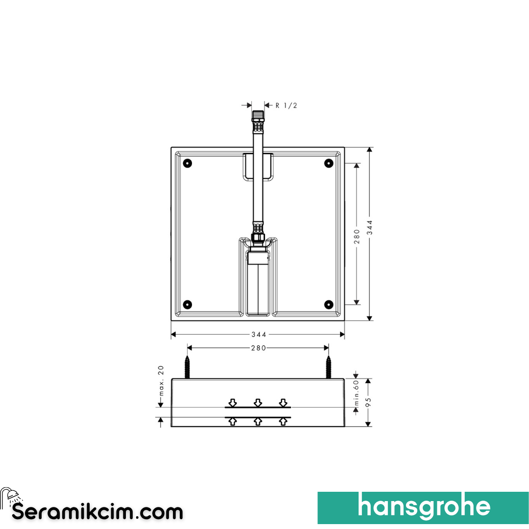 Hansgrohe Raindance E 400 1 Fonksiyonlu Tepe Duşu İçin İç Set 26254180