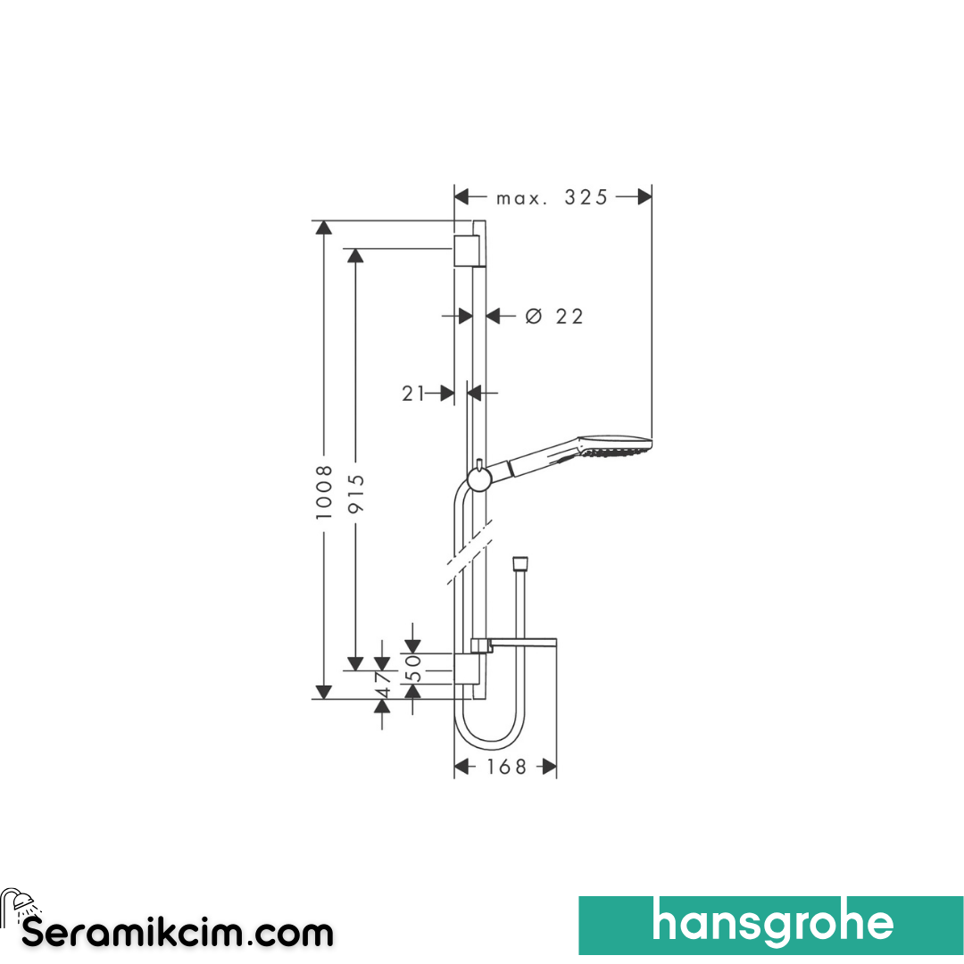 Hansgrohe Raindance Select E Sürgülü Duşu Seti 3 Fonksiyonlu Krom 26621000