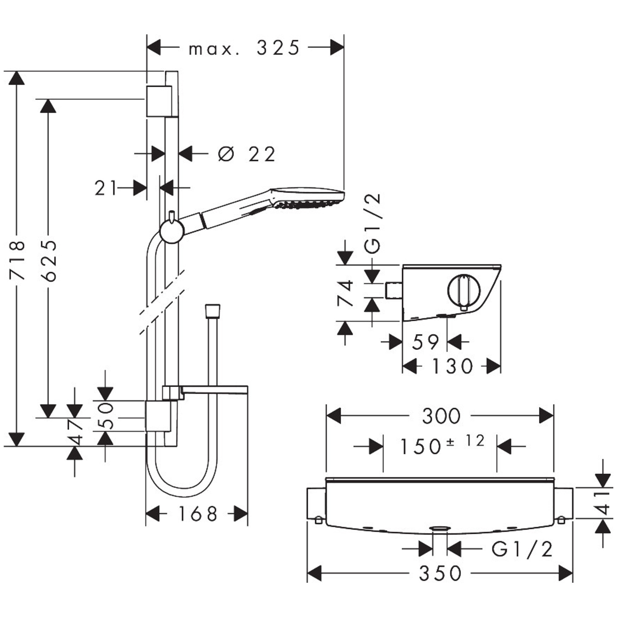 Hansgrohe Raindance Select E Termostatik Sürgülü Duş Seti 65 cm 120 El Duşlu Ecostat Select Beyaz-Krom 27038400