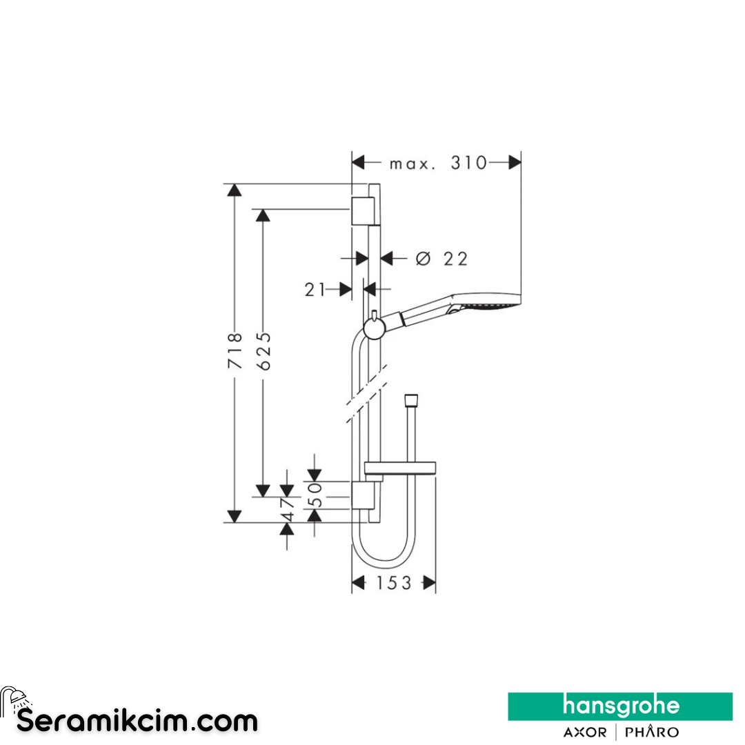 Hansgrohe Raindance Select S Duş Seti 120 3Fonksiyonlu Powderrain Krom 27654000