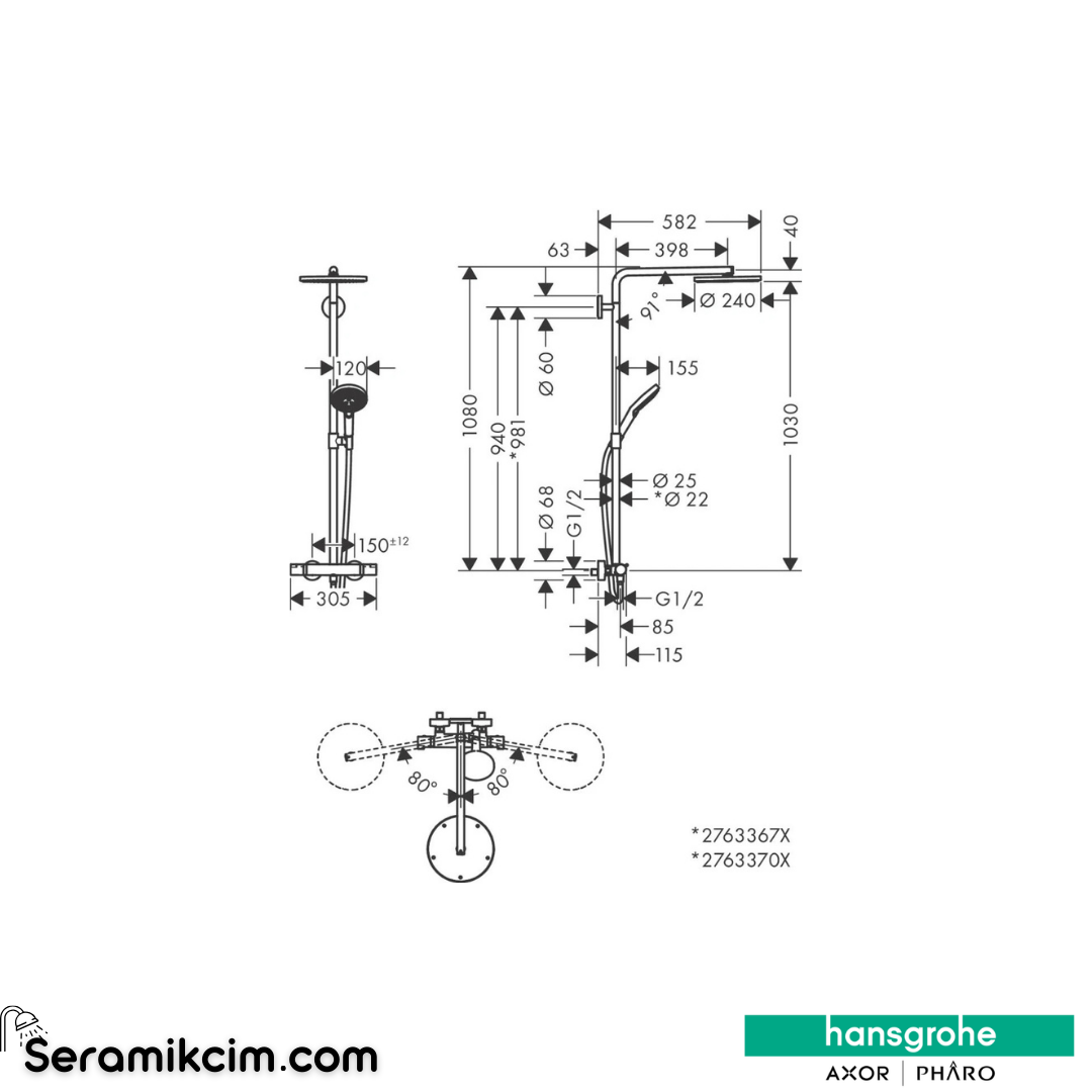 Hansgrohe Raindance Select S Duşu Kolonu 240 1 Fonksiyonlu Mat Siyah 27633670