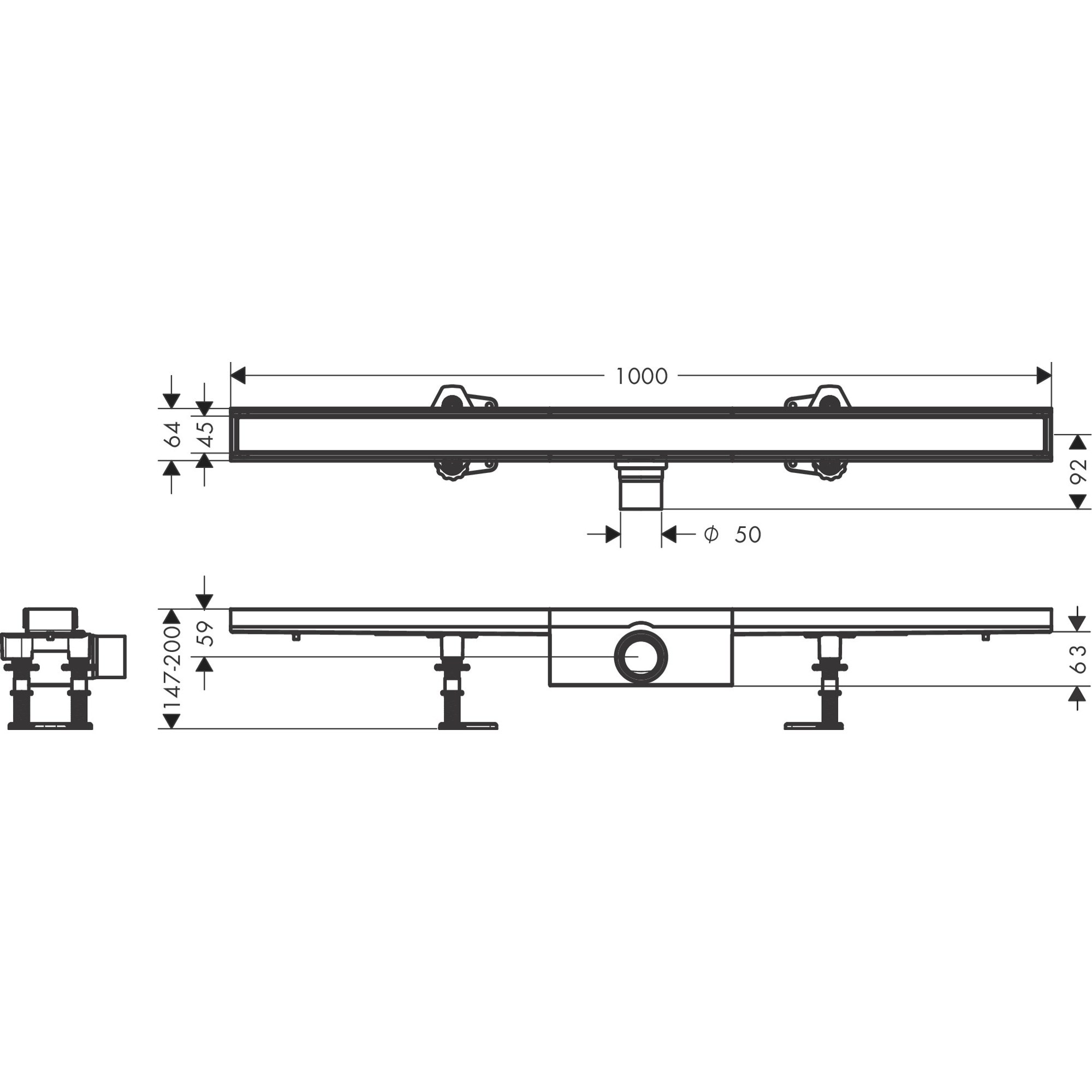 Hansgrohe RainDrain Compact 100 Cm Duş Kanalı 56183000