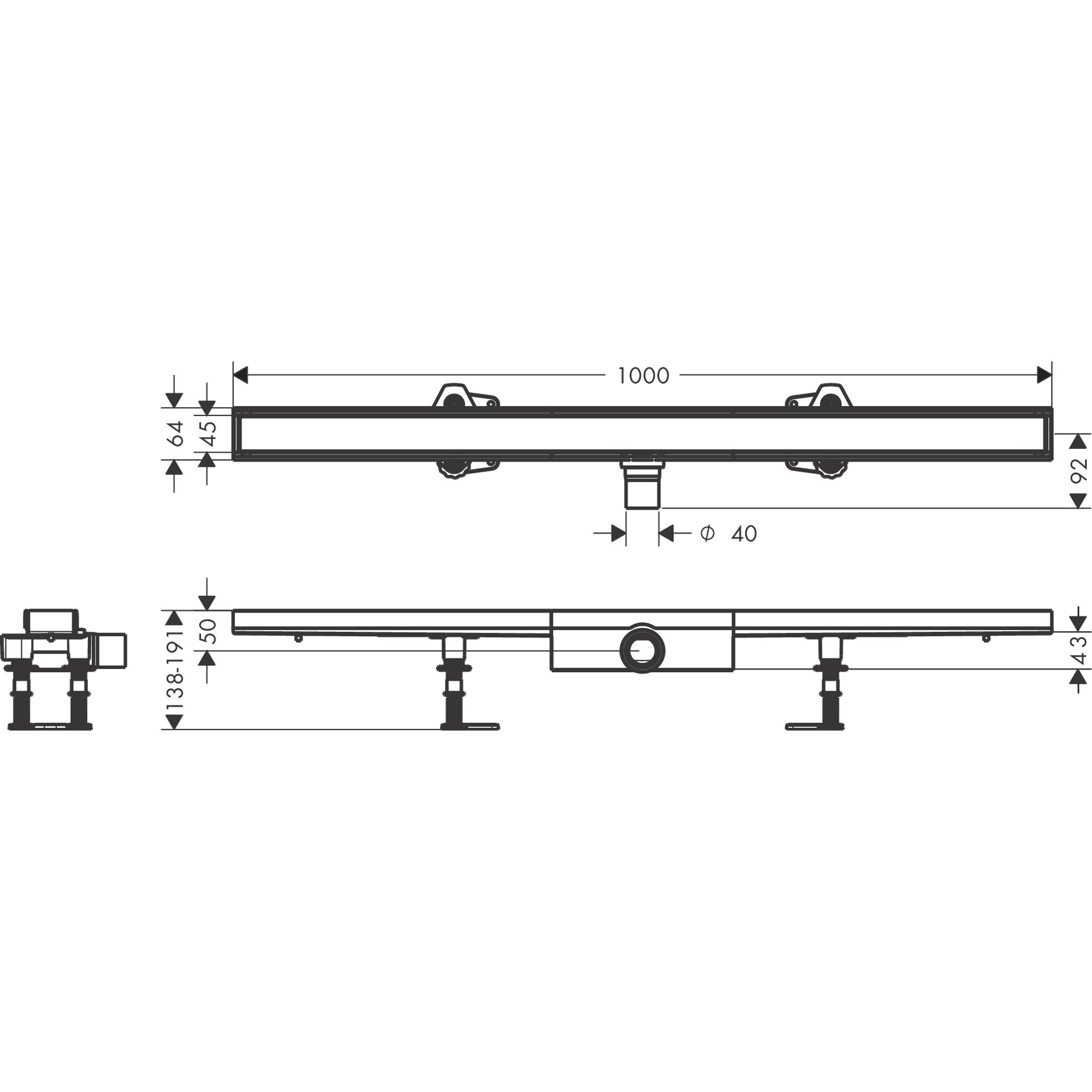 Hansgrohe RainDrain Compact 100 Cm Duş Kanalı 56171000