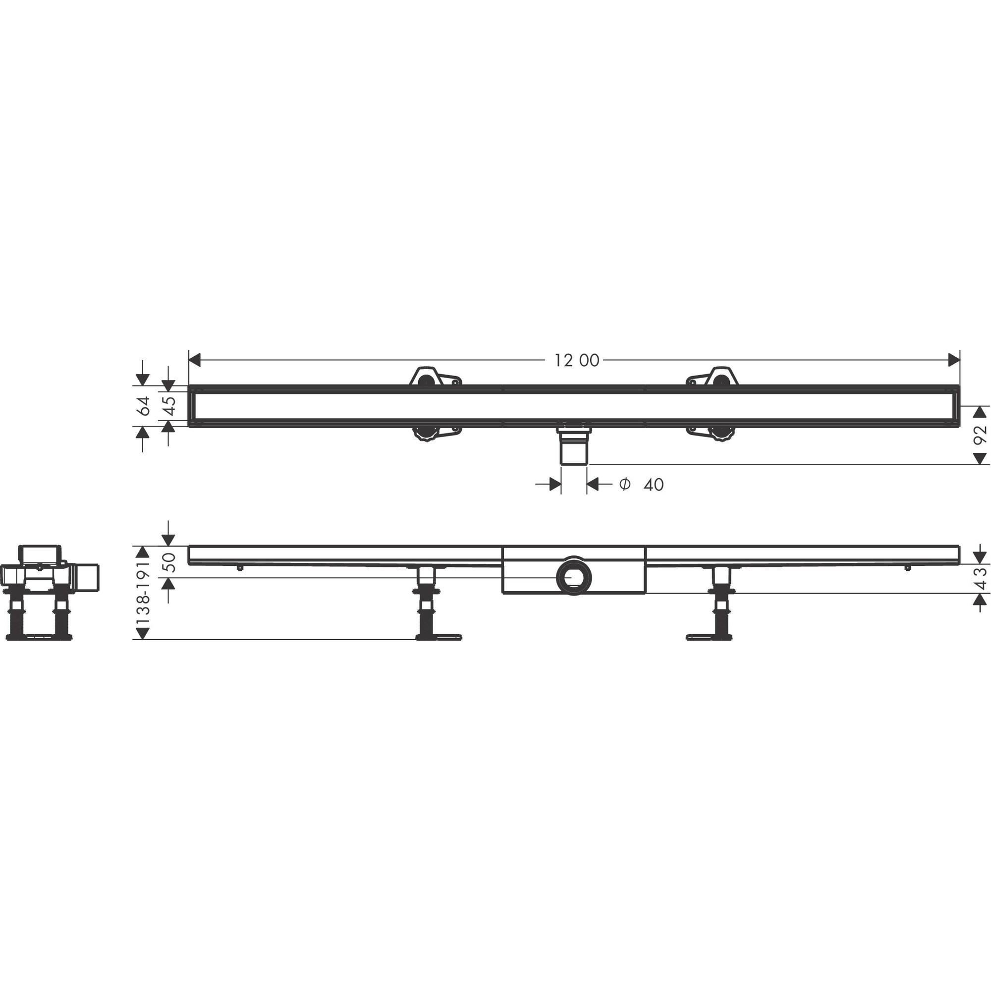 Hansgrohe RainDrain Compact 120 Cm Duş Kanalı 56173000