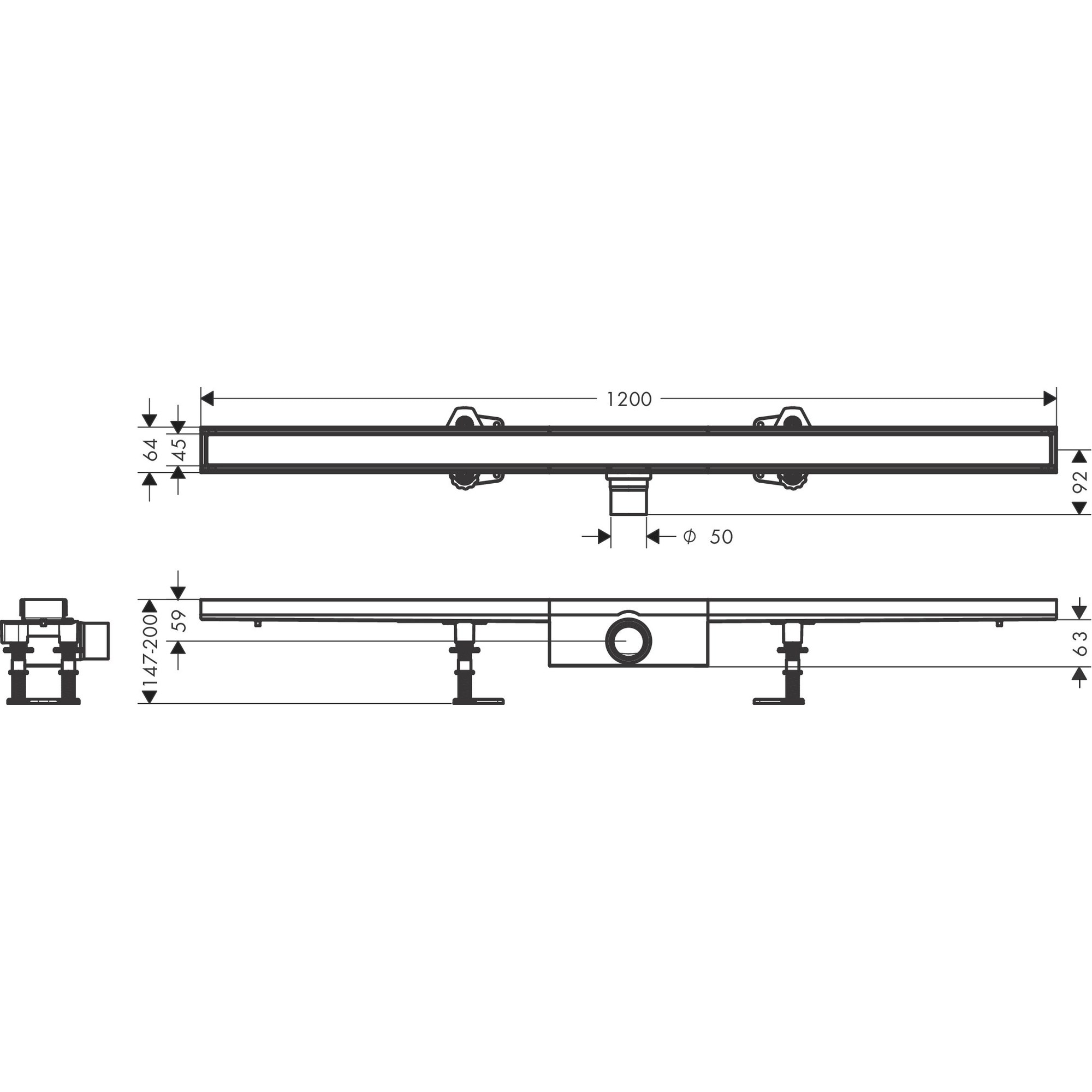 Hansgrohe RainDrain Compact 120 Cm Duş Kanalı 56185000