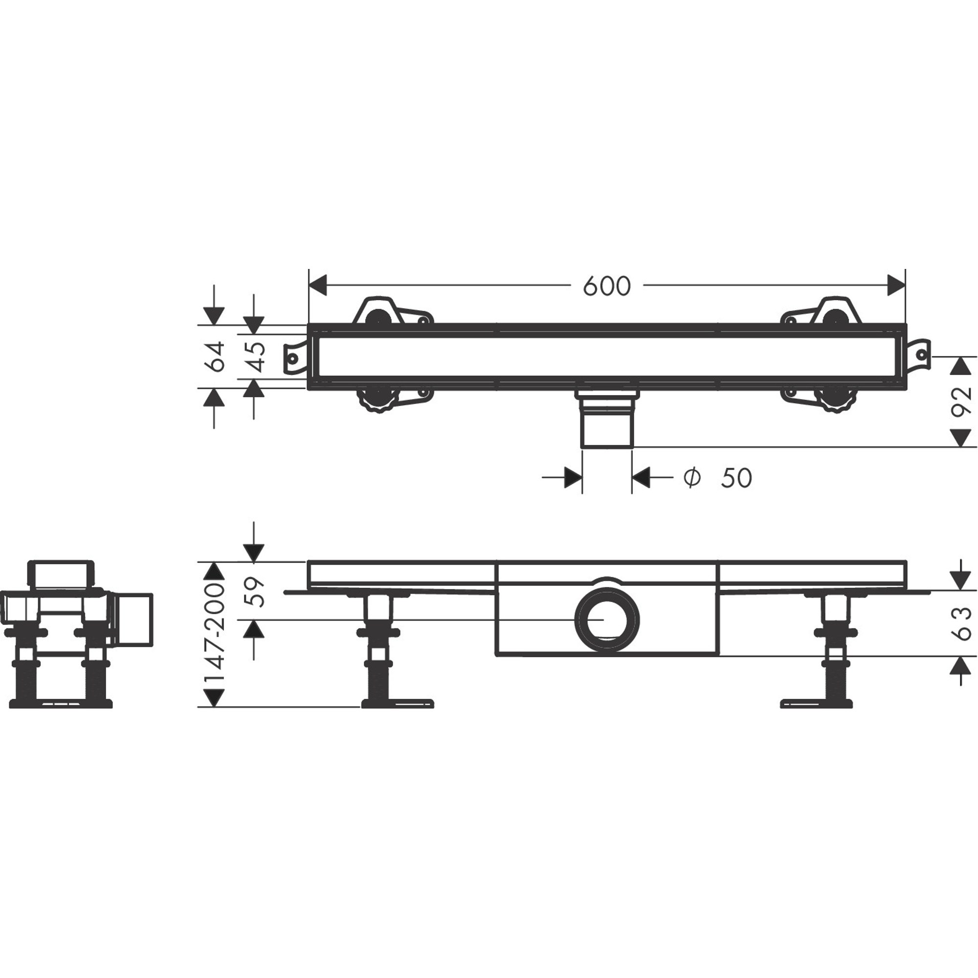 Hansgrohe RainDrain Compact 60 Cm Duş Kanalı 56175000