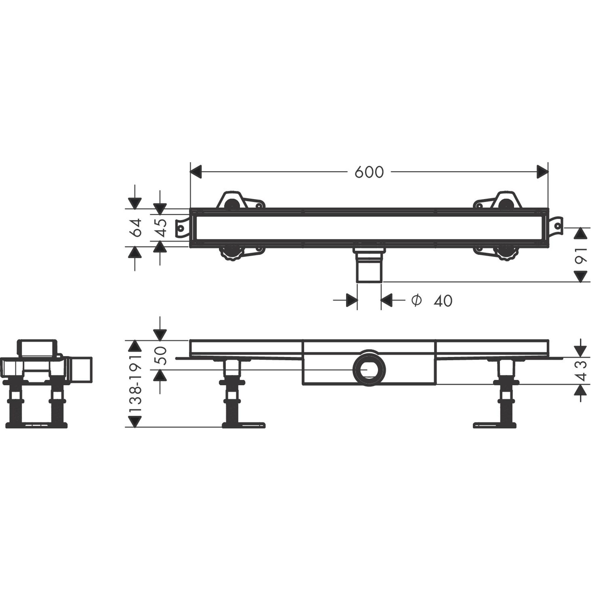Hansgrohe RainDrain Compact 60 Cm Duş Kanalı 56163000