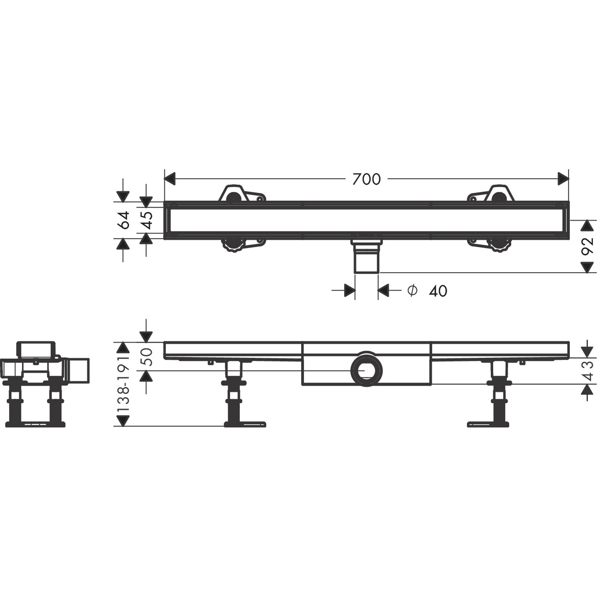 Hansgrohe RainDrain Compact 70 Cm Duş Kanalı 56165000