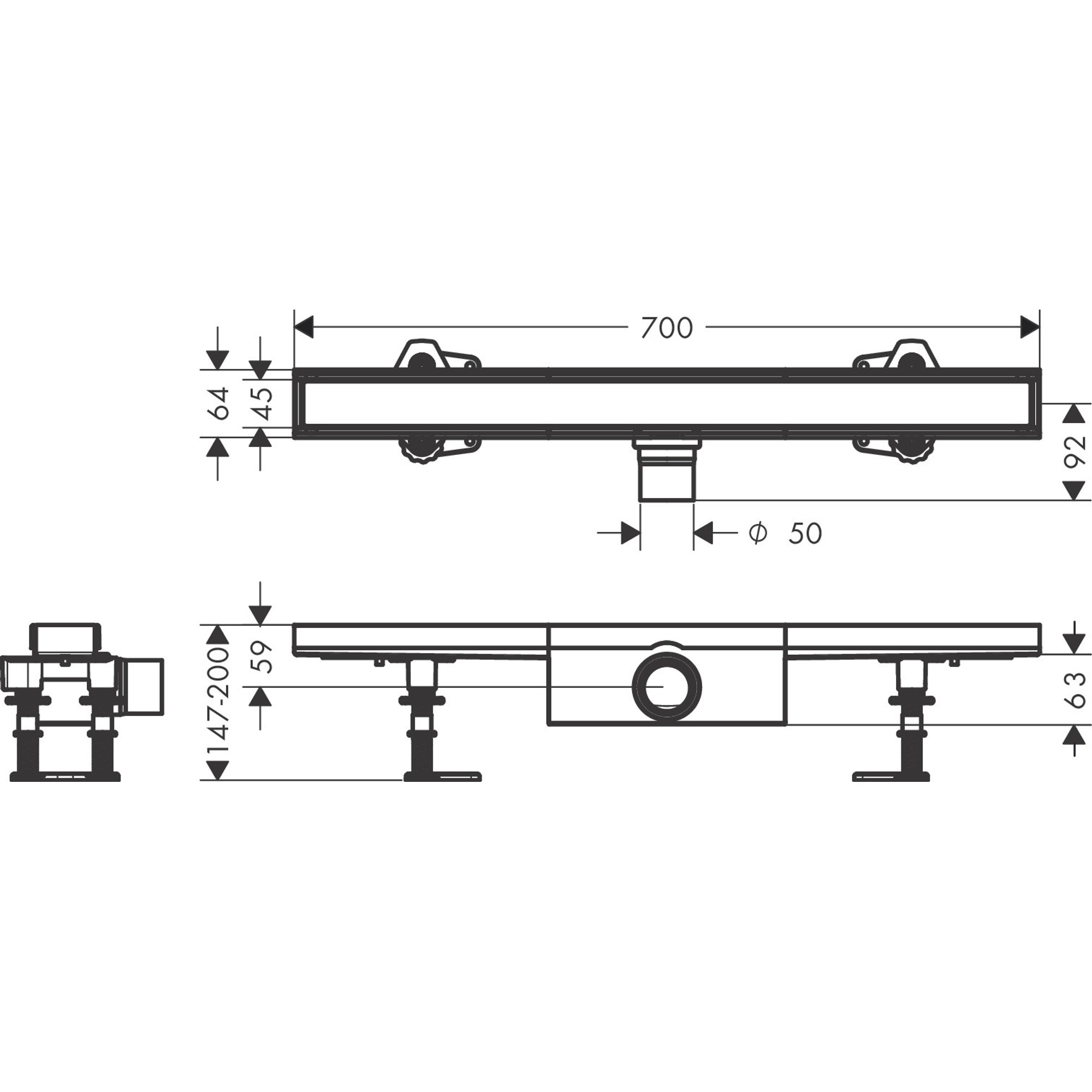 Hansgrohe RainDrain Compact 70 Cm Duş Kanalı 56177000