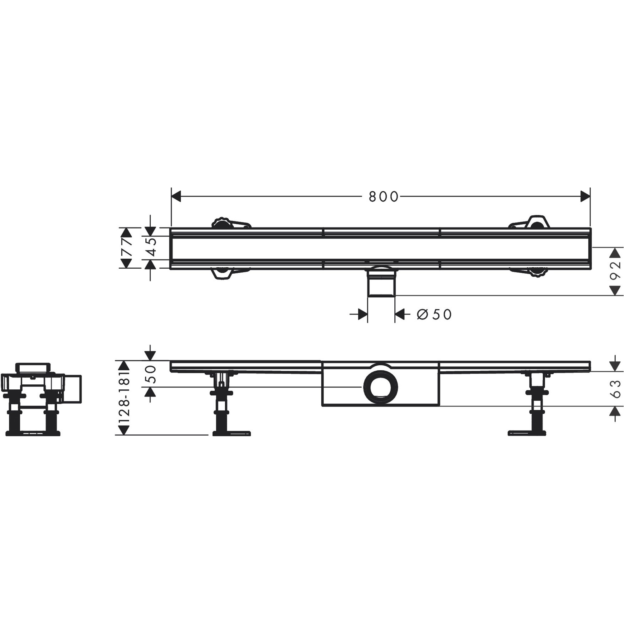 Hansgrohe RainDrain Compact 80 Cm Mat Paslanmaz Çelik Duş Kanalı 56178800