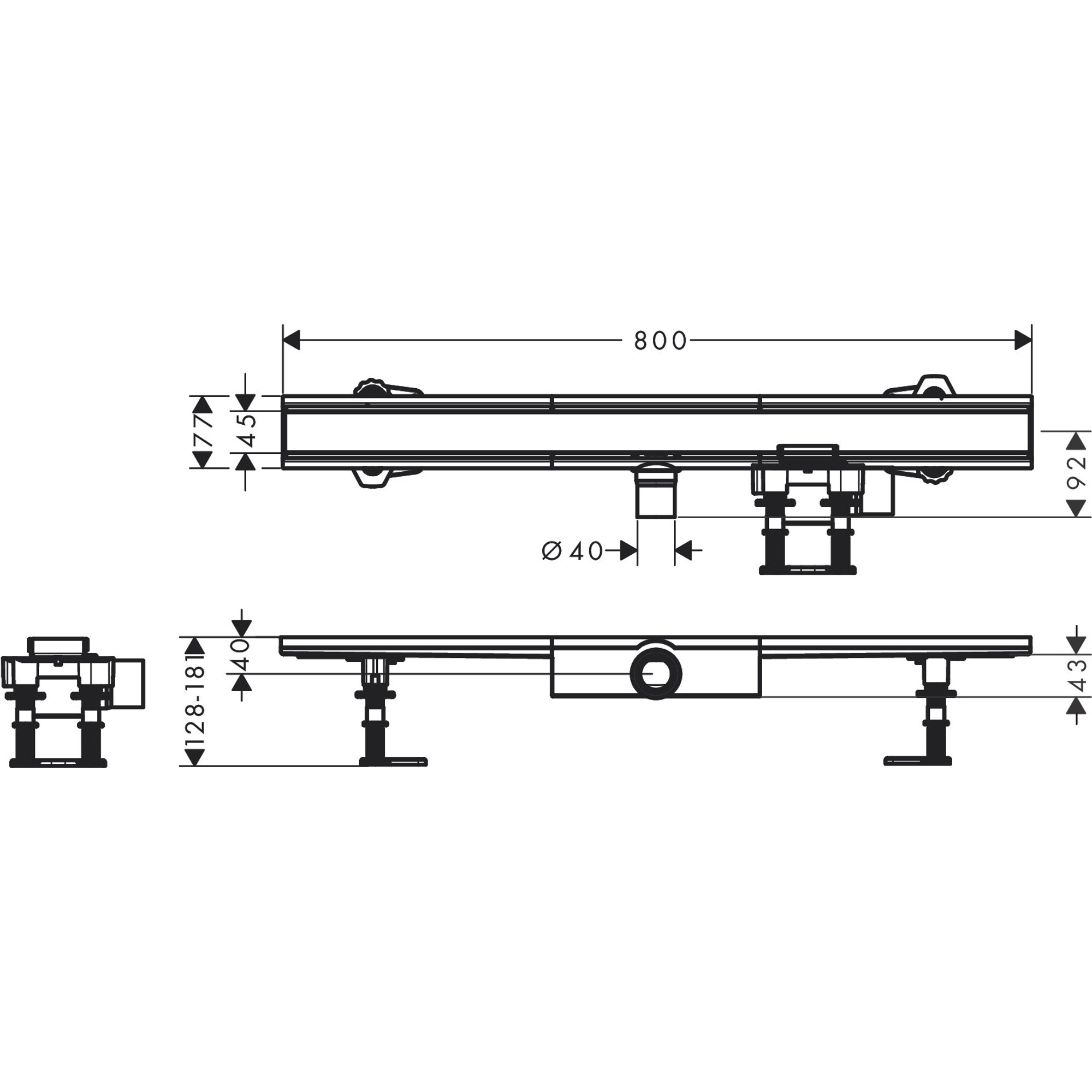 Hansgrohe RainDrain Compact 80 Cm Mat Paslanmaz Çelik Duş Kanalı 56166800
