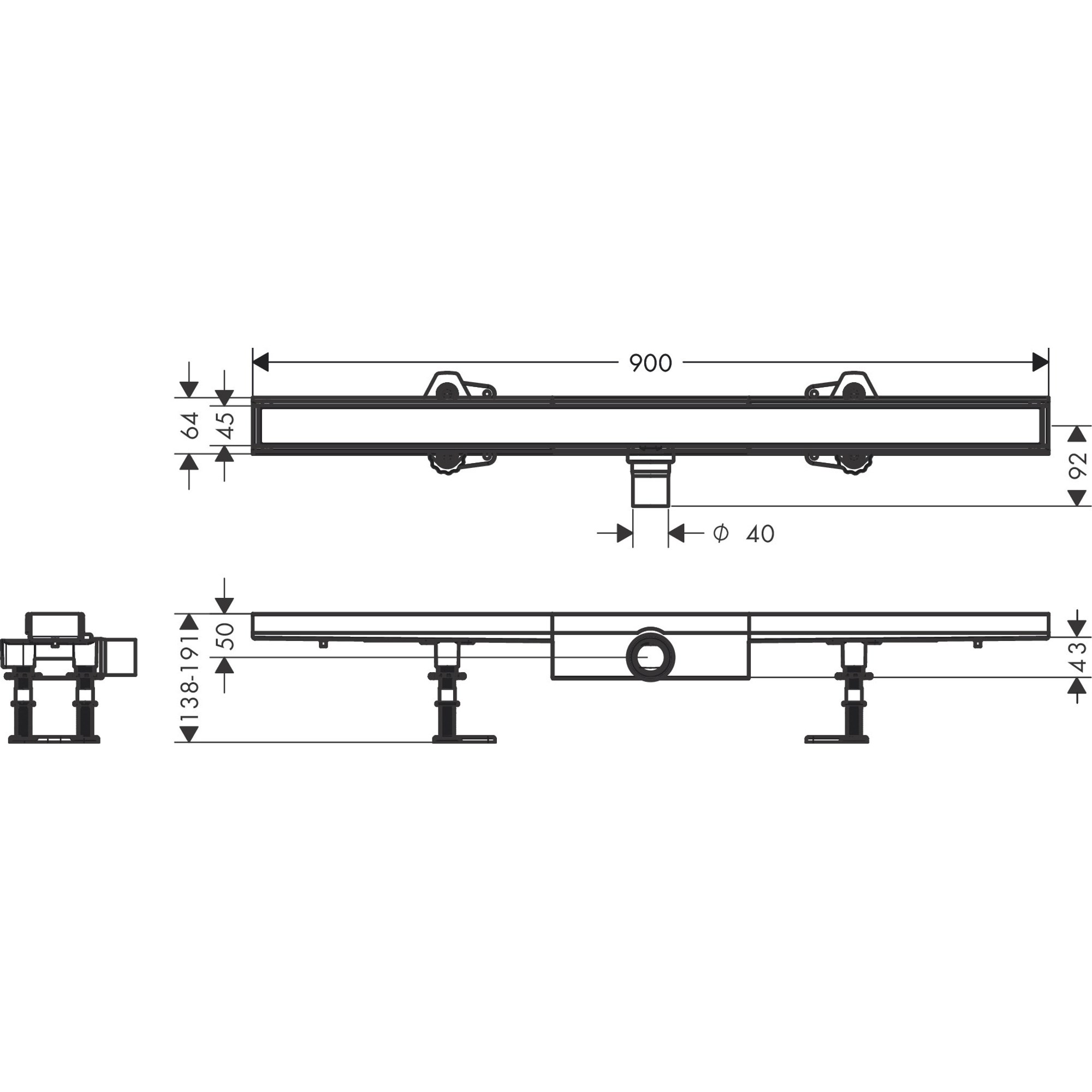 Hansgrohe RainDrain Compact 90 Cm Duş Kanalı 56169000