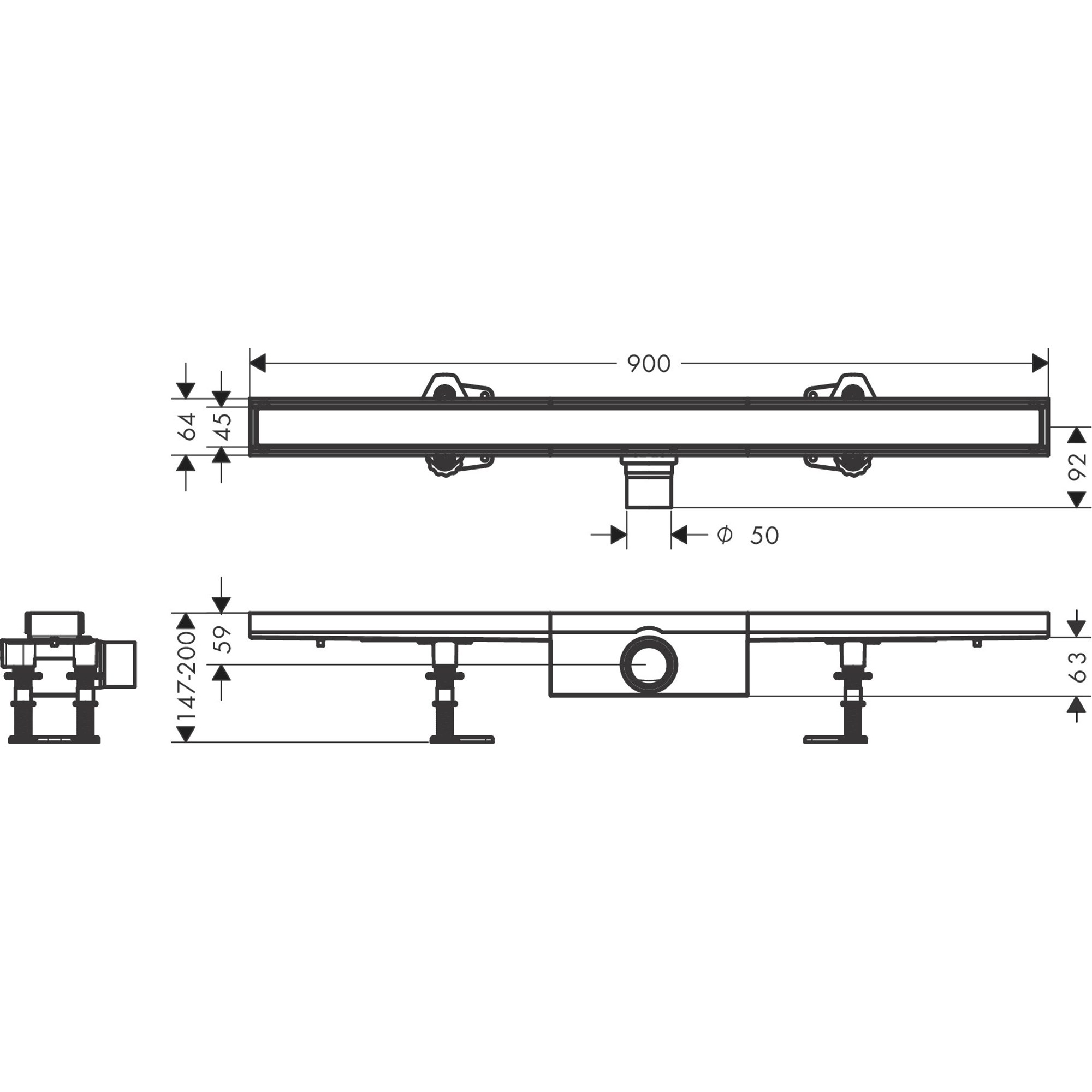 Hansgrohe RainDrain Compact 90 Cm Duş Kanalı 56181000