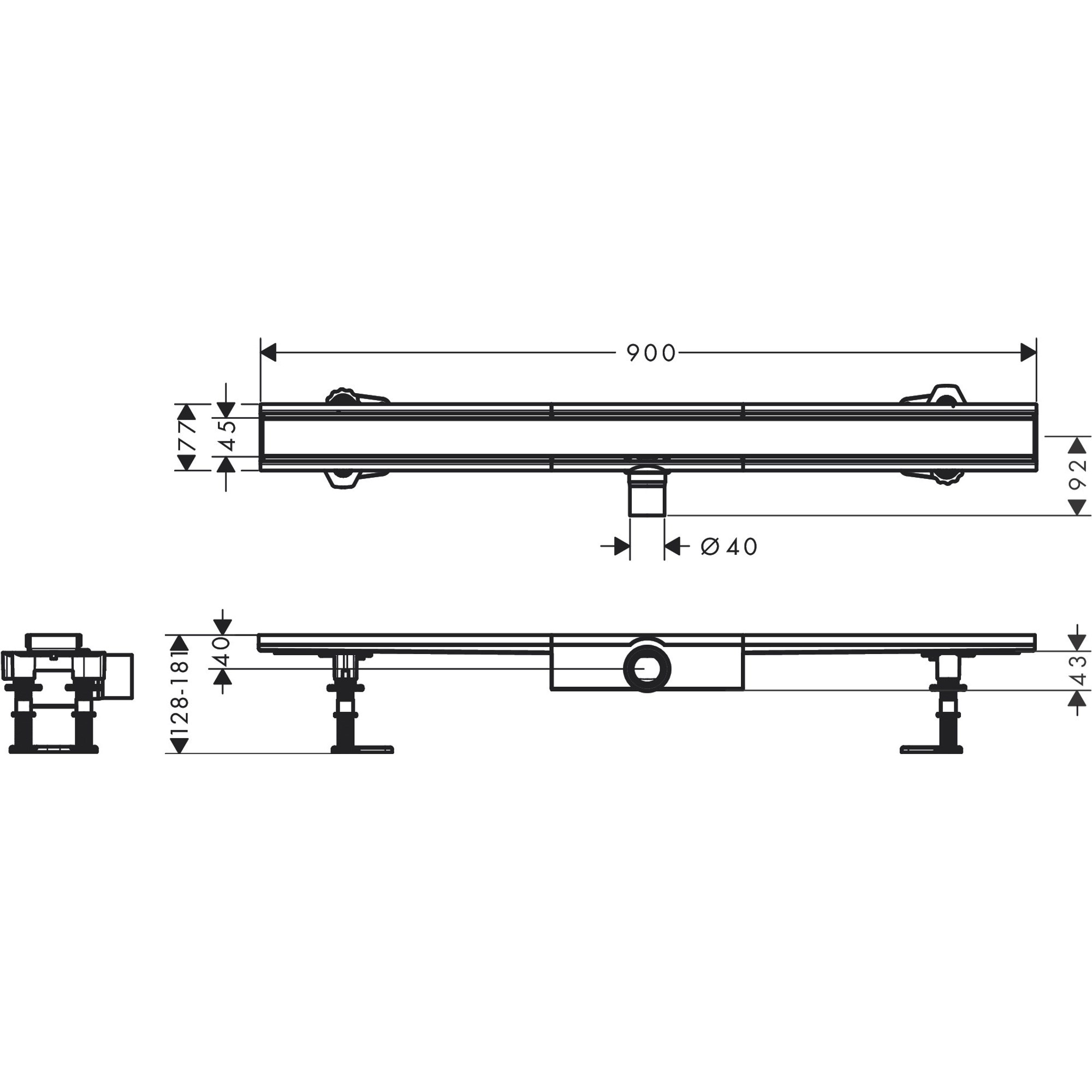 Hansgrohe RainDrain Compact 90 Cm Mat Paslanmaz Çelik Duş Kanalı 56168800