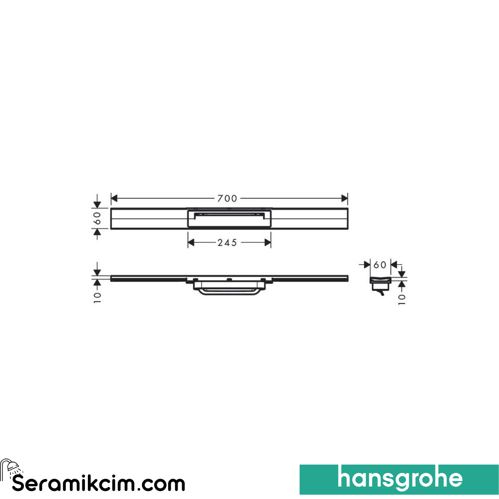 Hansgrohe RainDrain Lineer Duş Kanalı 70 Cm Kesilebilir Serbest Kurulum İçin Mat Bronz 56043140