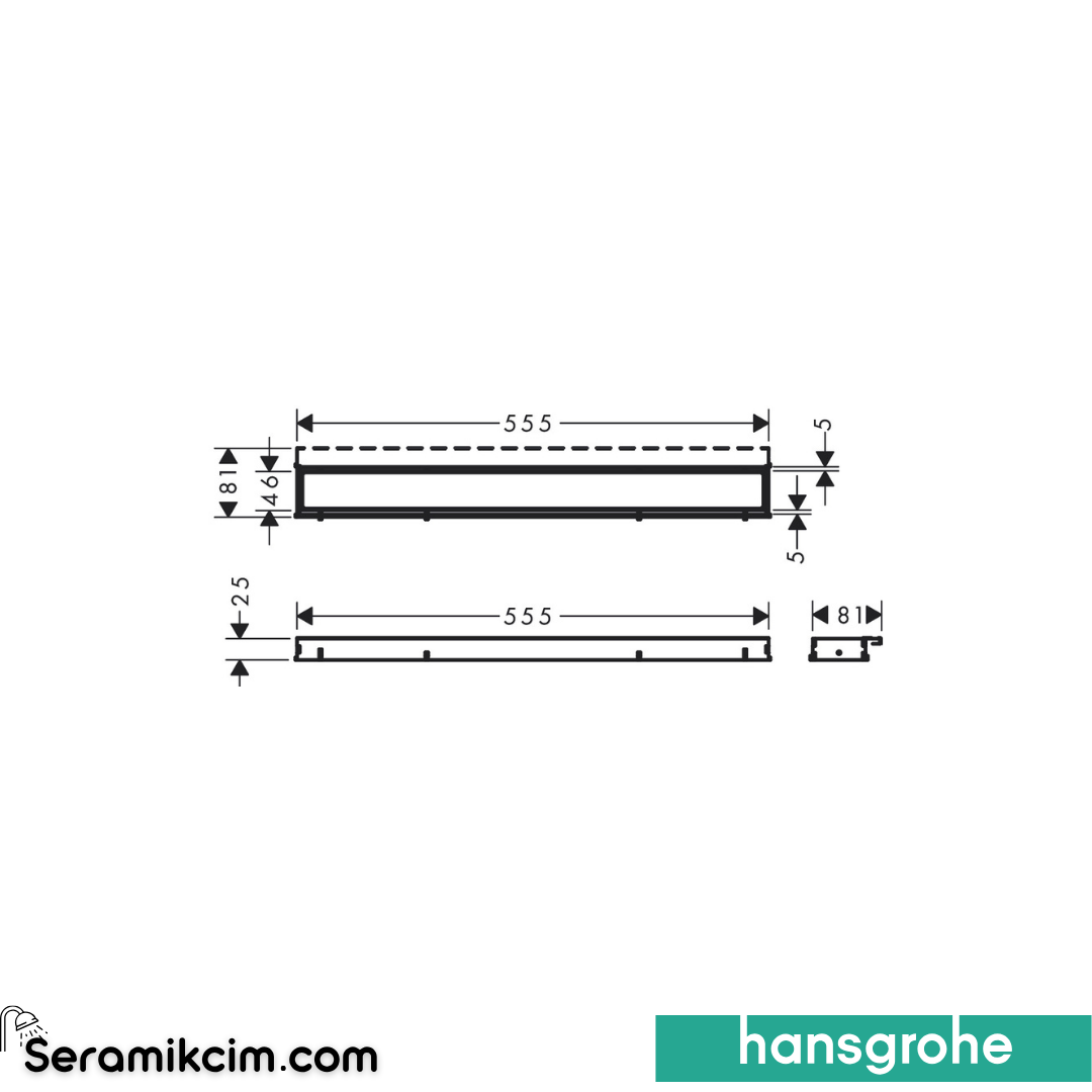 HansGrohe Raindrain Match Duş Kanalı 600 Yüksekliği Ayarlanabilir Çerçeveli 56036000