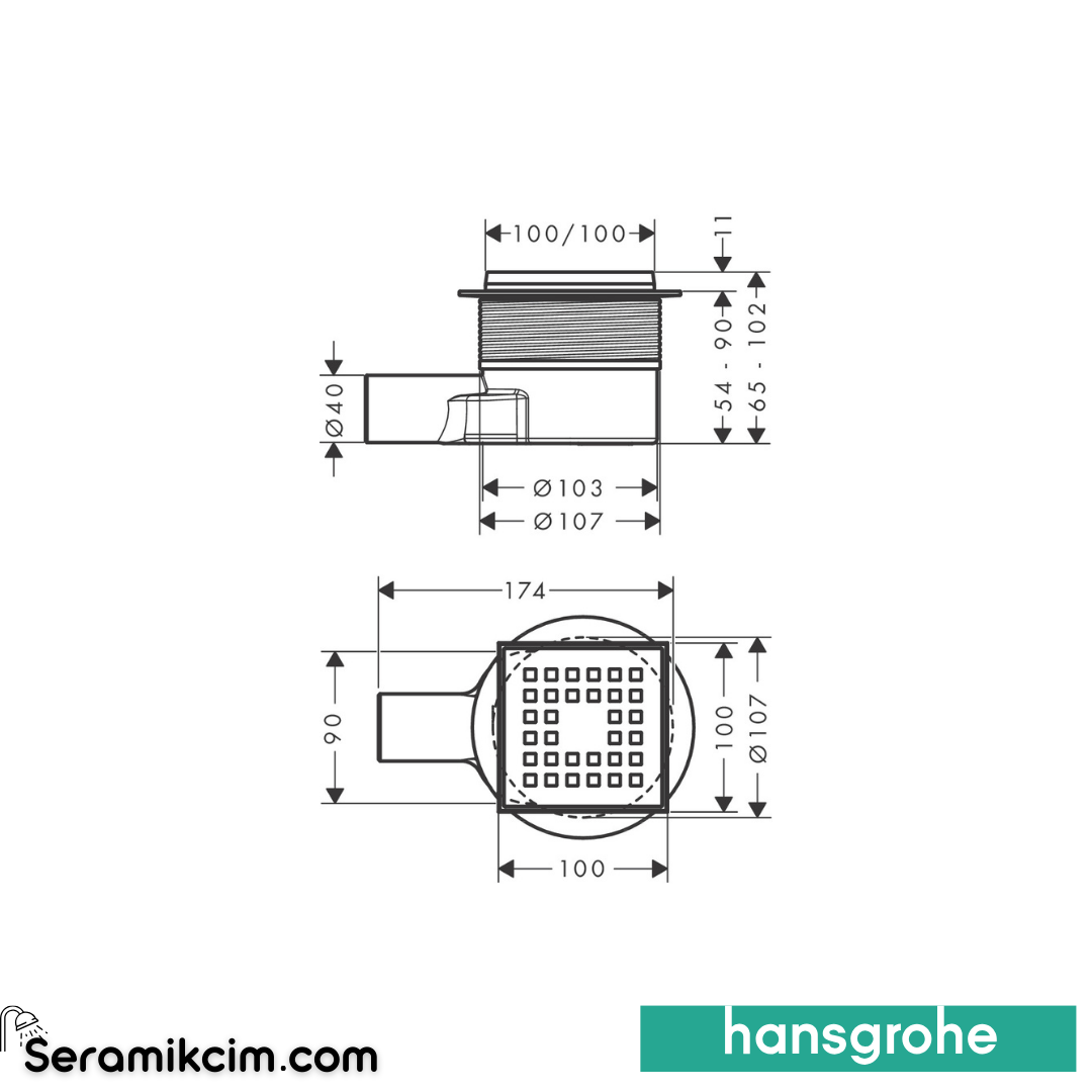 Hansgrohe Raindrain Point Komple Set Gider 100x100 56246800
