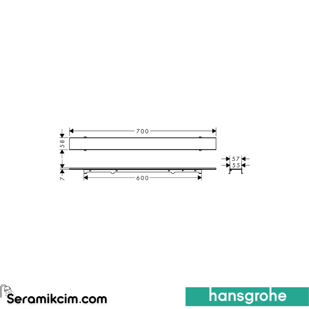 Hansgrohe Raindrain Rock Mermer Kaplanabilir Kesilebilir 60cm 56029000