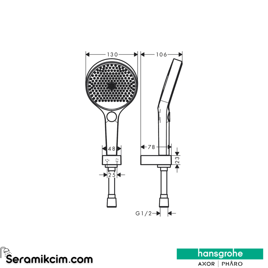 Hansgrohe Rainfinity 130 El Duşu Set 3 Fonksiyonlu Porter 1250 Mat Beyaz 26852700