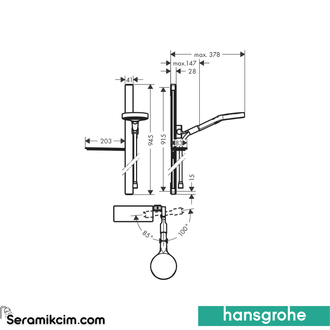 Hansgrohe Rainfinity Duş Seti 130 3 Jet 27671000