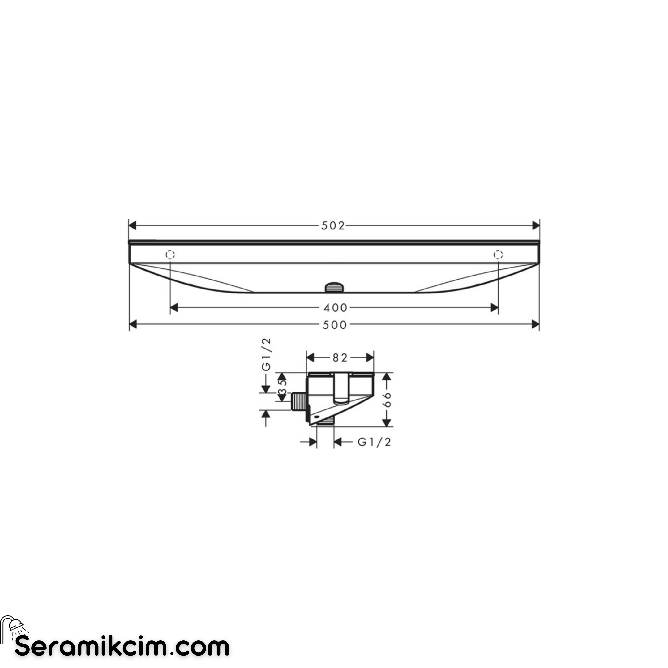 Hansgrohe Rainfinity Porter 500 Duş Askısı Ve Duş Rafı Sol İle Krom 26843000