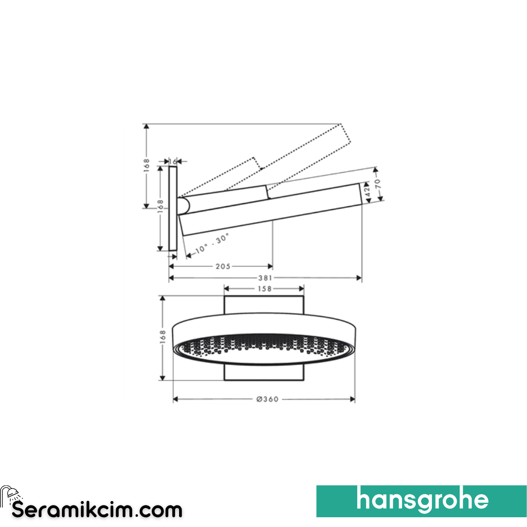 Hansgrohe Rainfinity Tepe Duşu 360 1 Fonksiyonlu Mat Beyaz 26230700