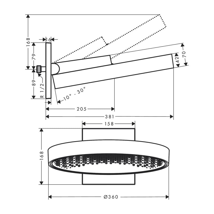Hansgrohe Rainfinity Tepe Duşu 360 1 Fonksiyonlu Mat Siyah-Krom 26230340