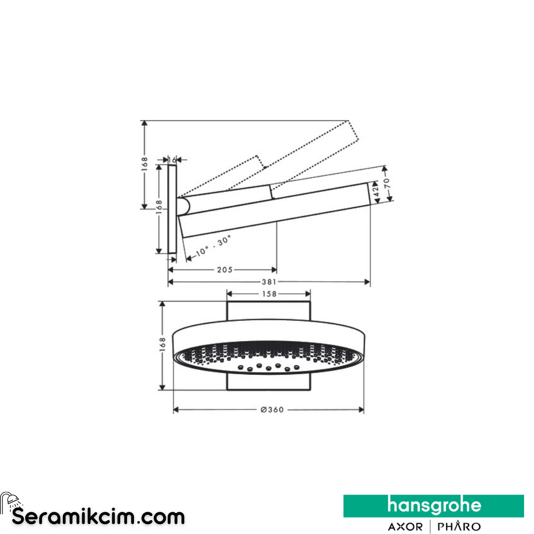 Hansgrohe Rainfinity Tepe Duşu 360 3 Fonksiyonlu Mat Bronz 26234140