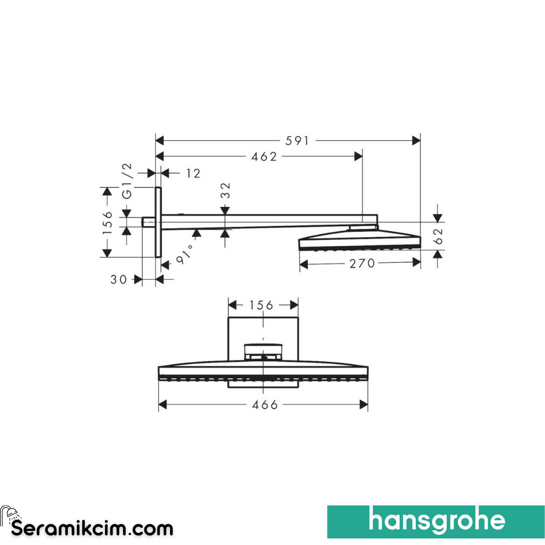 Hansgrohe Rainmaker Select 460 1 Fonksiyonlu Tepe Duşu 24003400