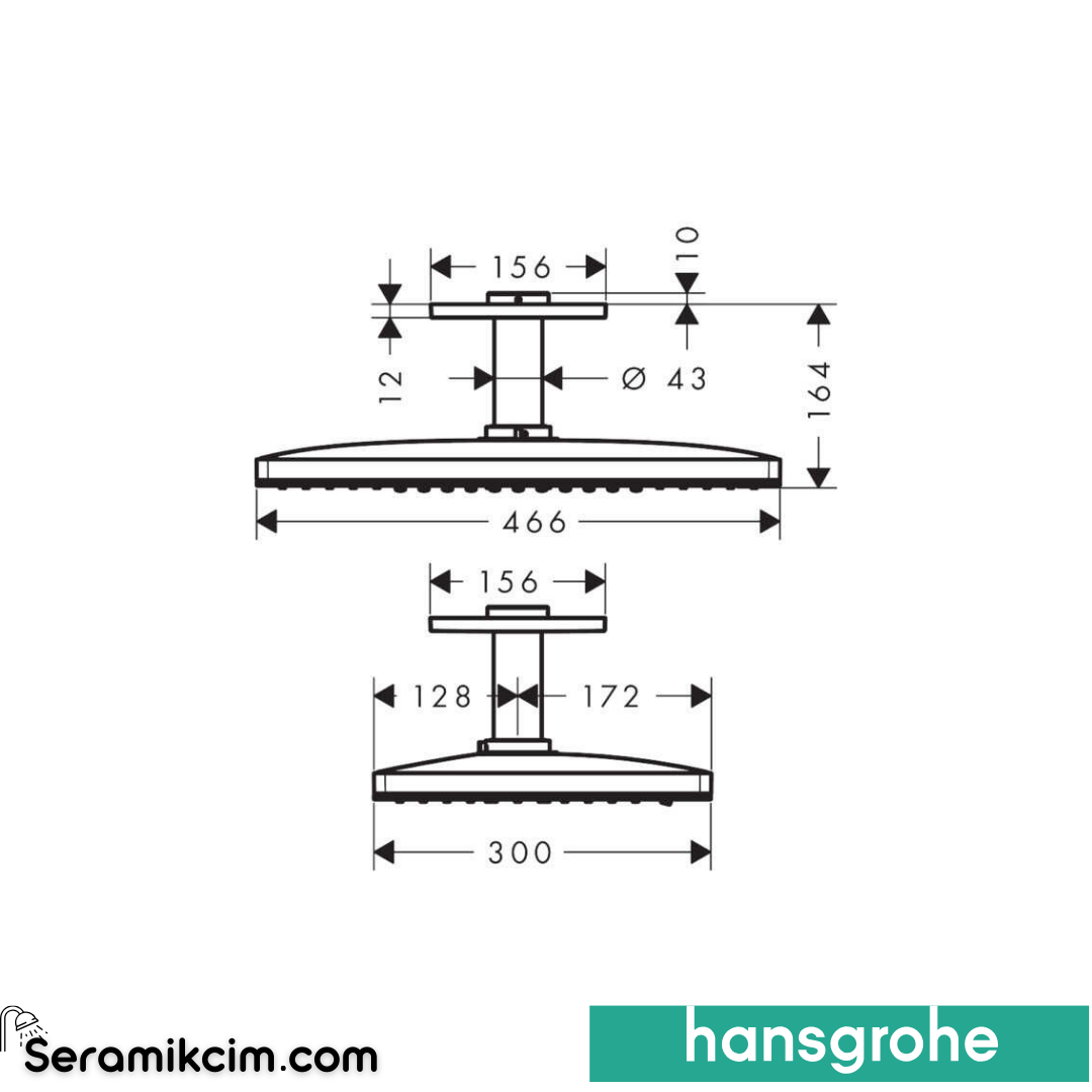 Hansgrohe Rainmaker Select 460 Tavandan Tepe Duşu 100 Mm Krom Beyaz 24006400