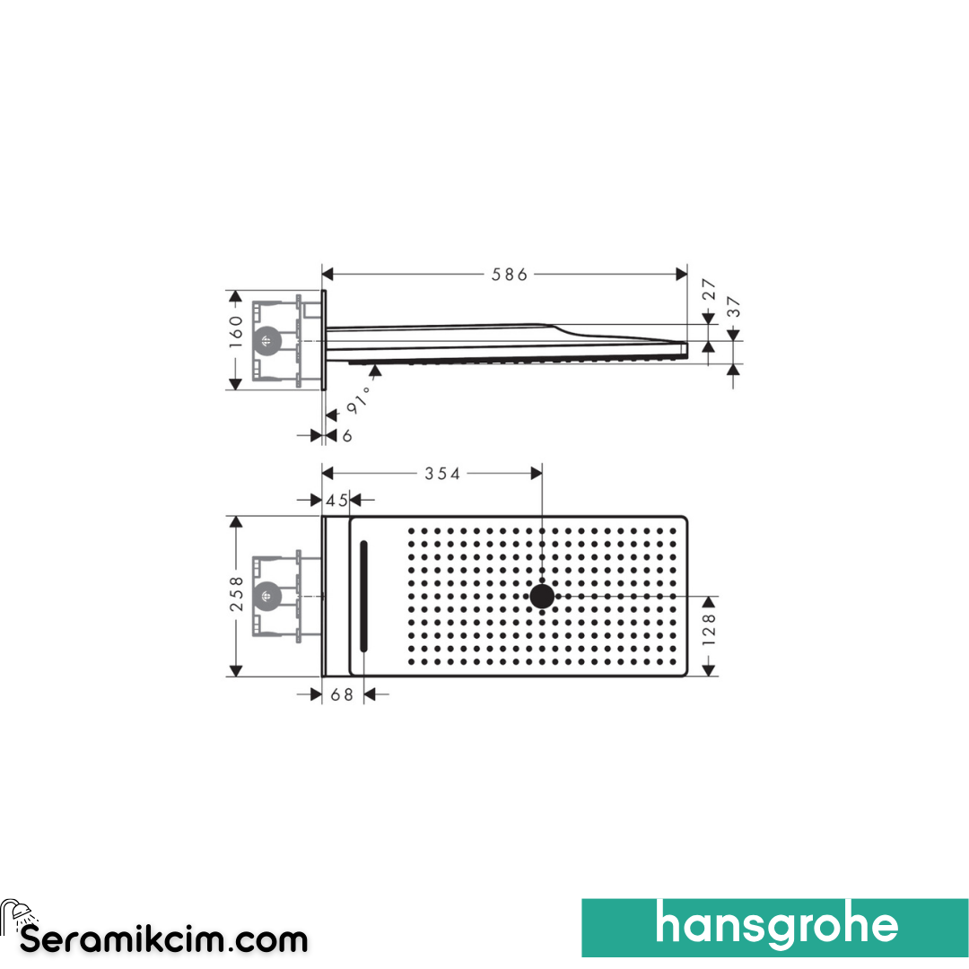 Hansgrohe Rainmaker Select 580 3Jet Tepe Duşu Siyah-Krom 24001600