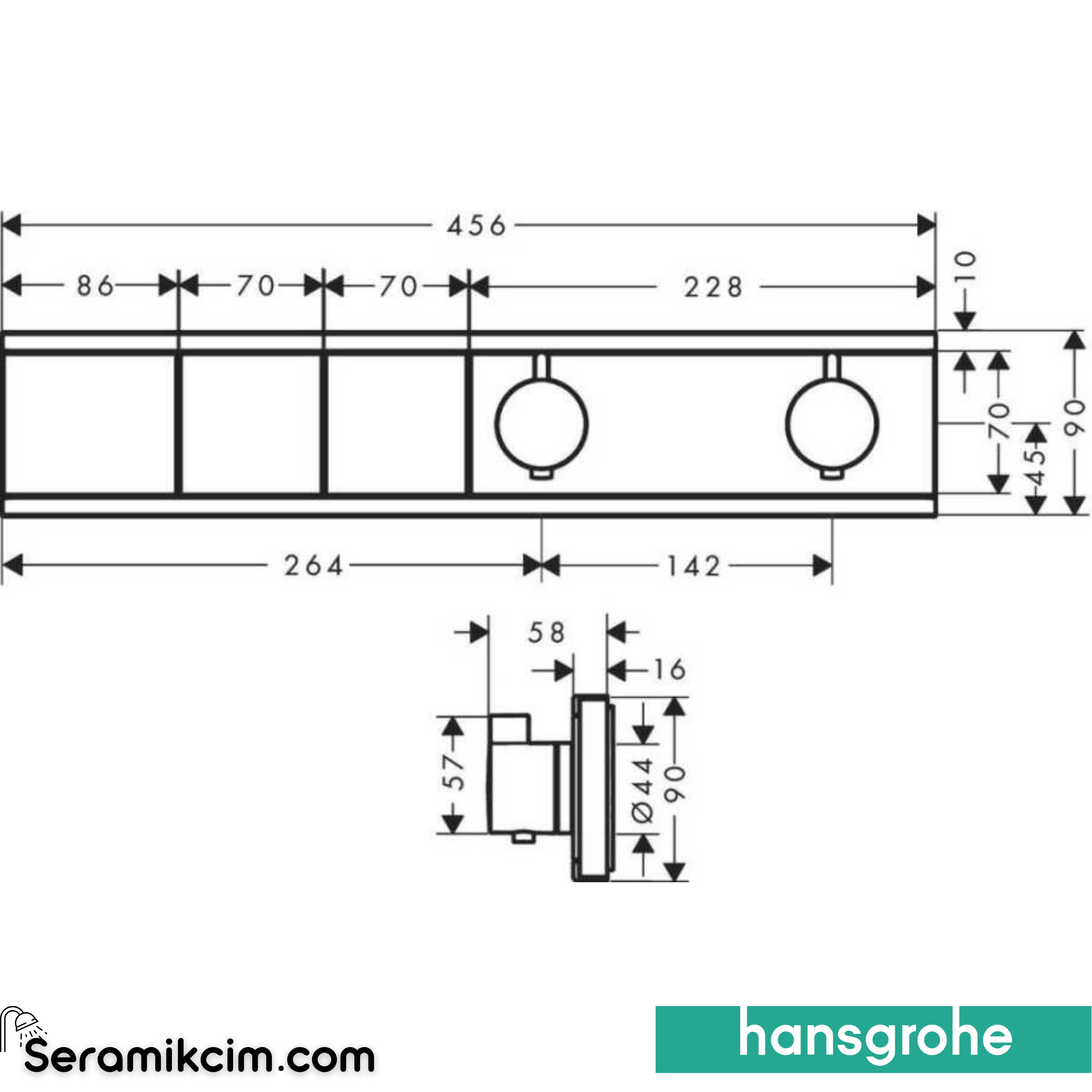 Hansgrohe Rainselect AnkastreTermostatik 2 Çıkışlı Parlak Altın 15380990