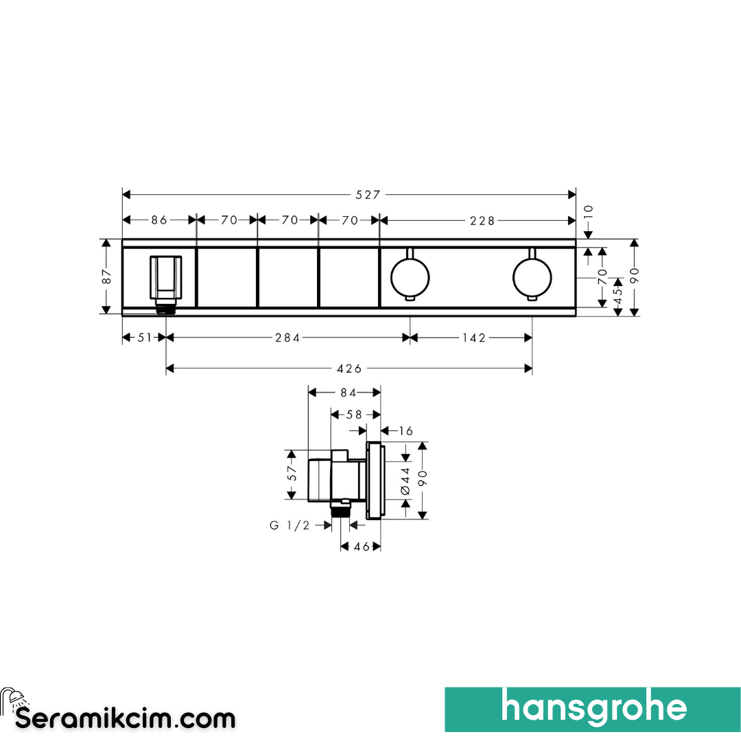 Hansgrohe Rainselect Dış Set Ankastre 3 Çıkış Beyaz-Krom 15356400