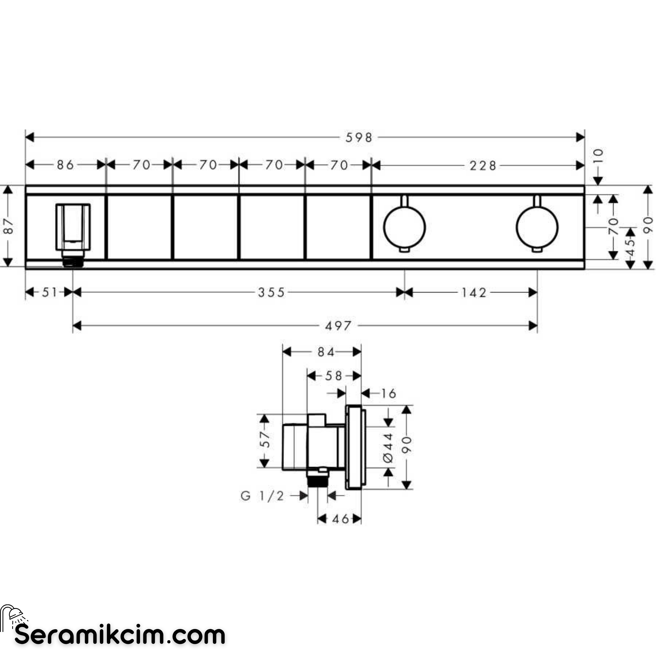 Hansgrohe Rainselect Dış Set Ankastre 4 Çıkış Siyah-Krom 15357600