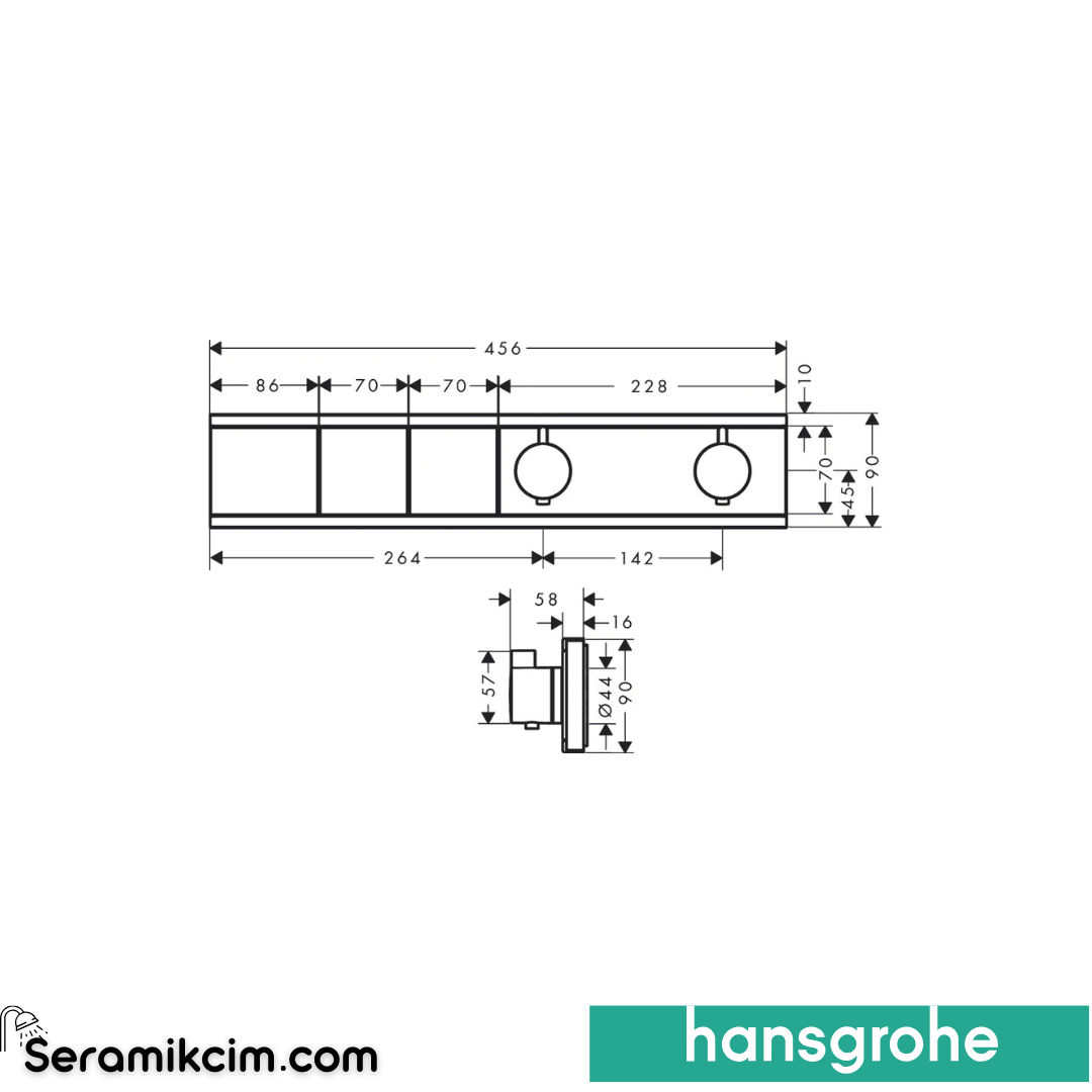 Hansgrohe Rainselect Termostat Ankastre Ankastre Banyo Bataryası 2 Çıkış Krom 15380000