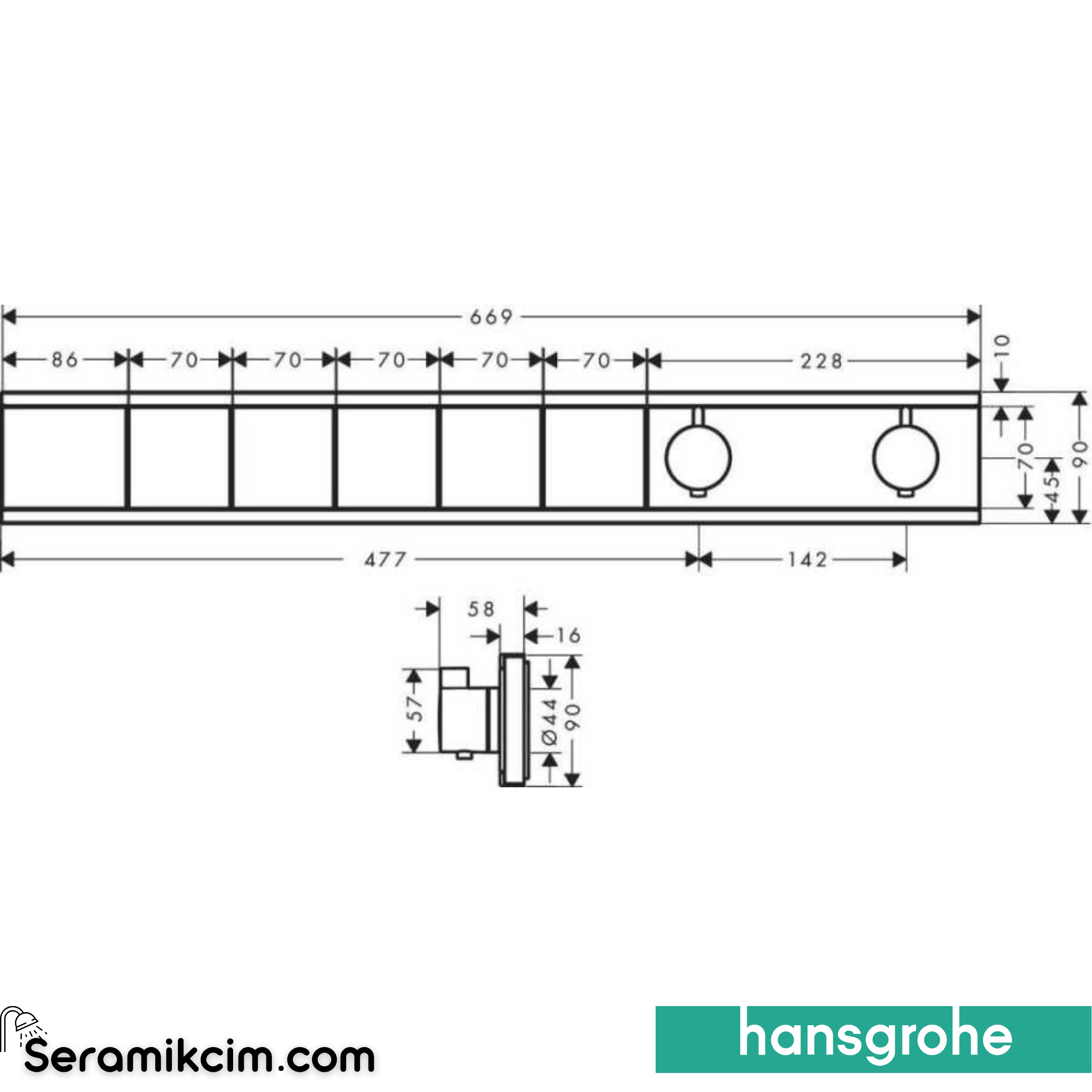 Hansgrohe Rainselect Termostat Ankastre 5 Çıkış Mat Siyah Krom 15384340