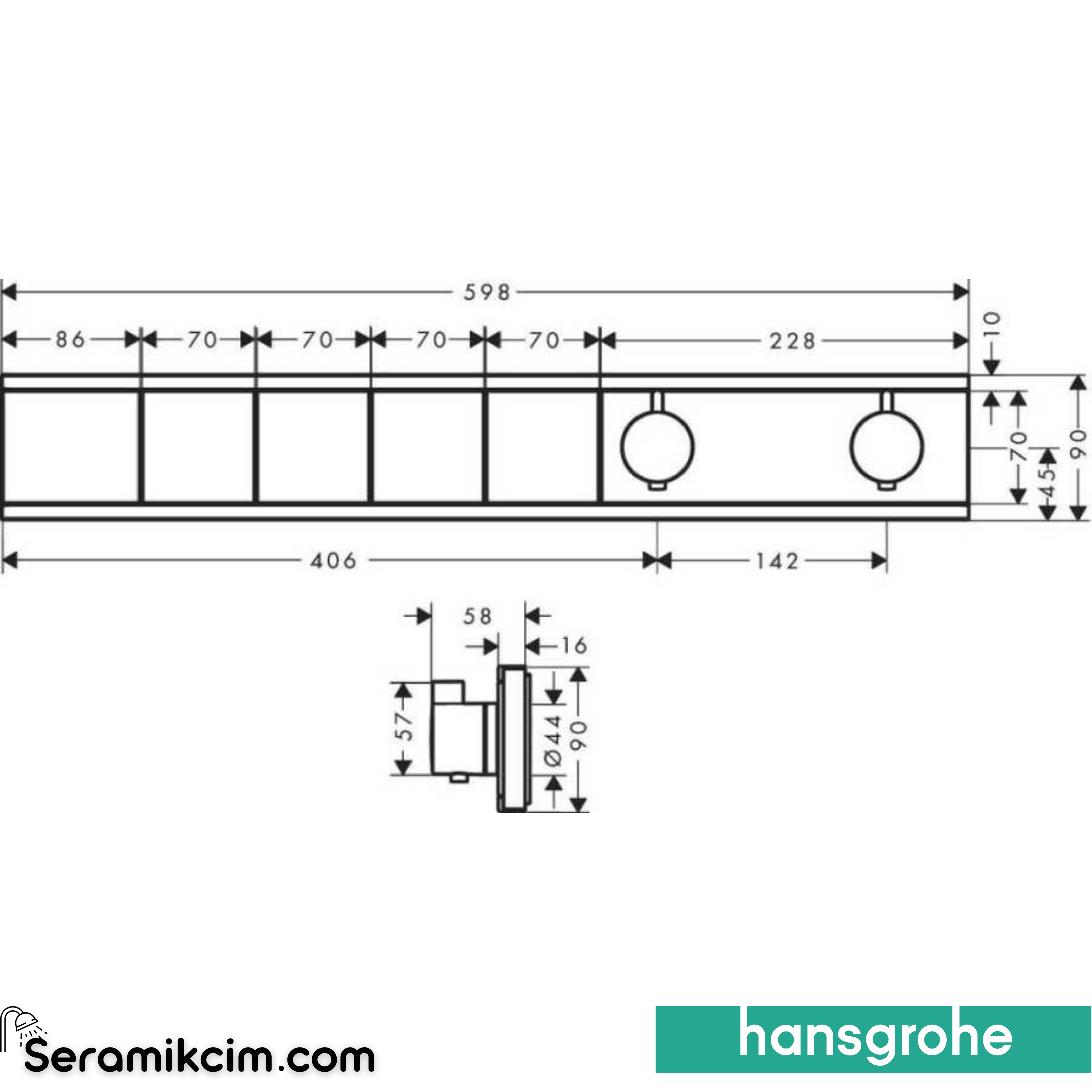 Hansgrohe RainSelect Termostatik Ankastre Banyo Bataryası 4 Çıkış Mat SiyahKrom 15382340