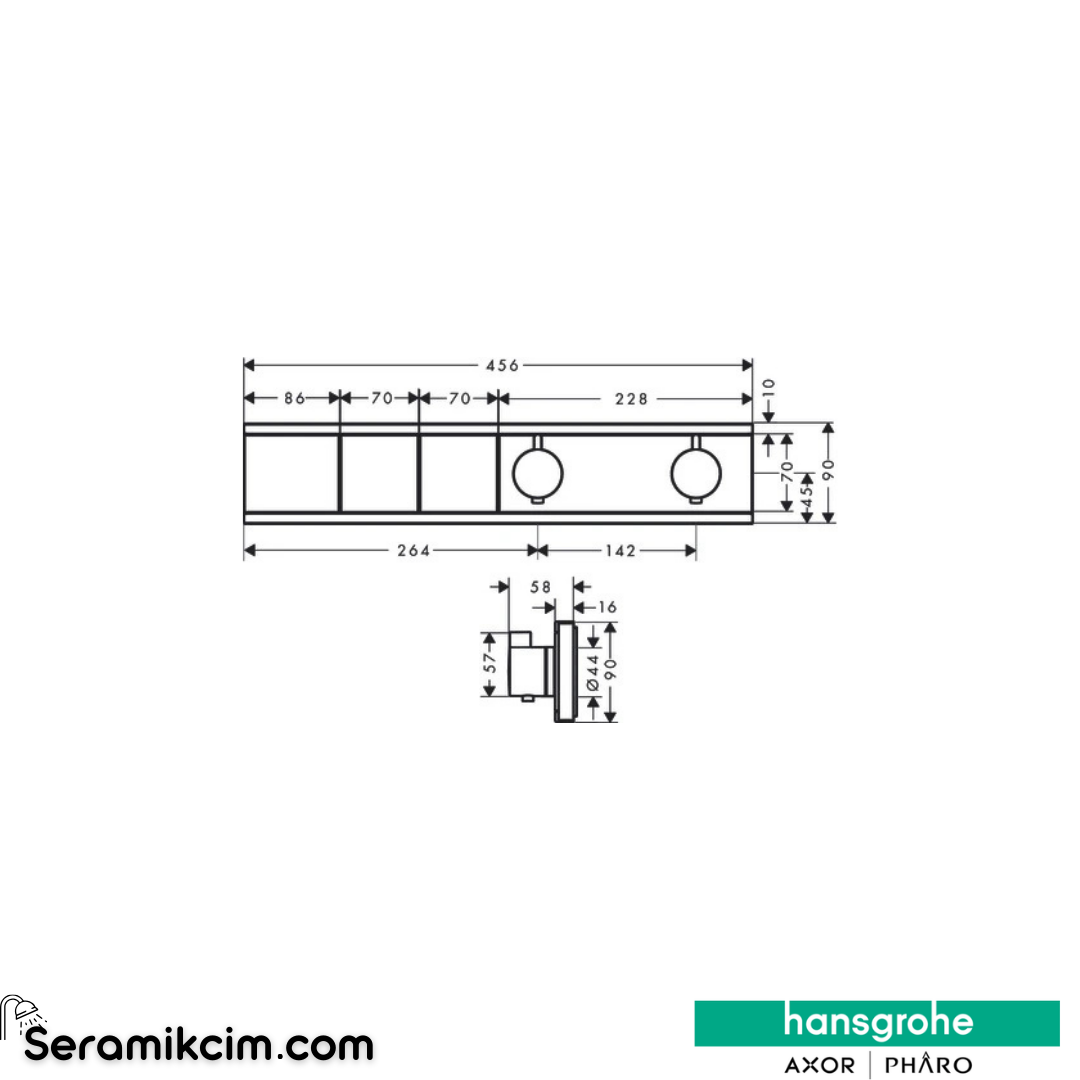 Hansgrohe Rainselect Termostatik Banyo Bataryası 2 Çıkış Mat Bronz 15380140