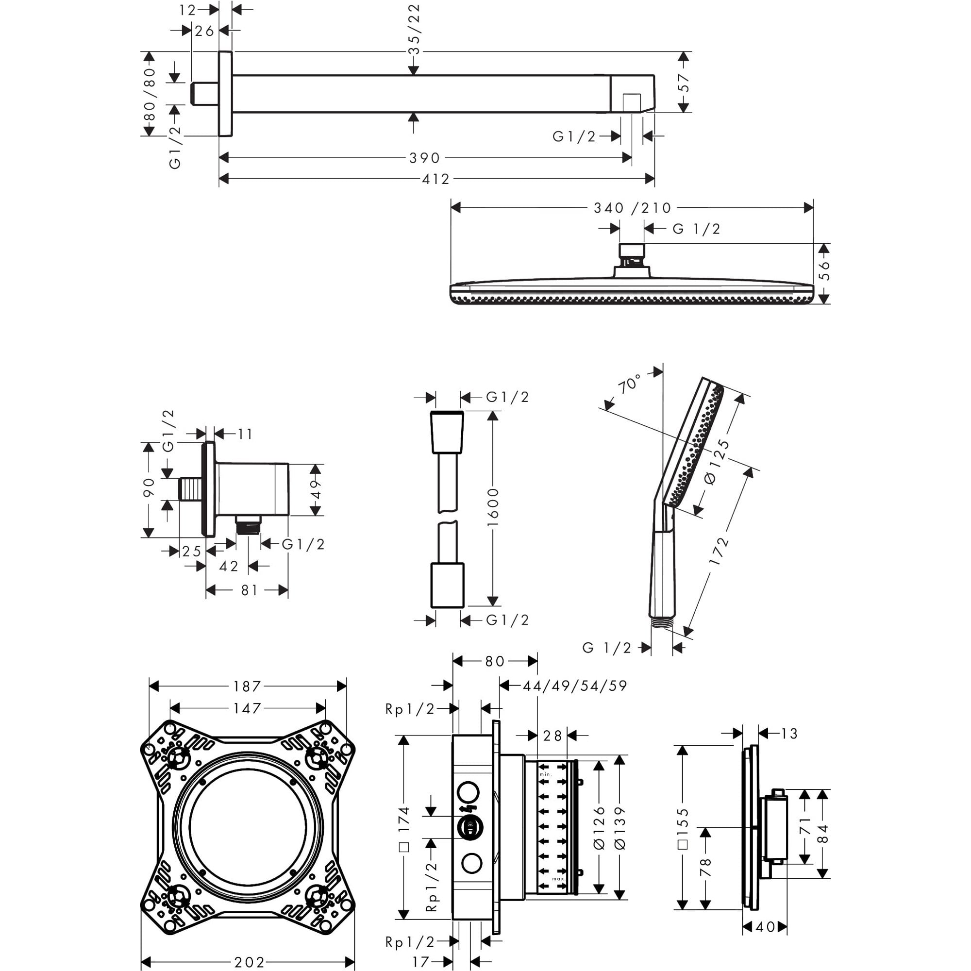 Hansgrohe Rd Al. Q 210/340 3 Fonksiyonlu Thm Comb 900 Mat Siyah