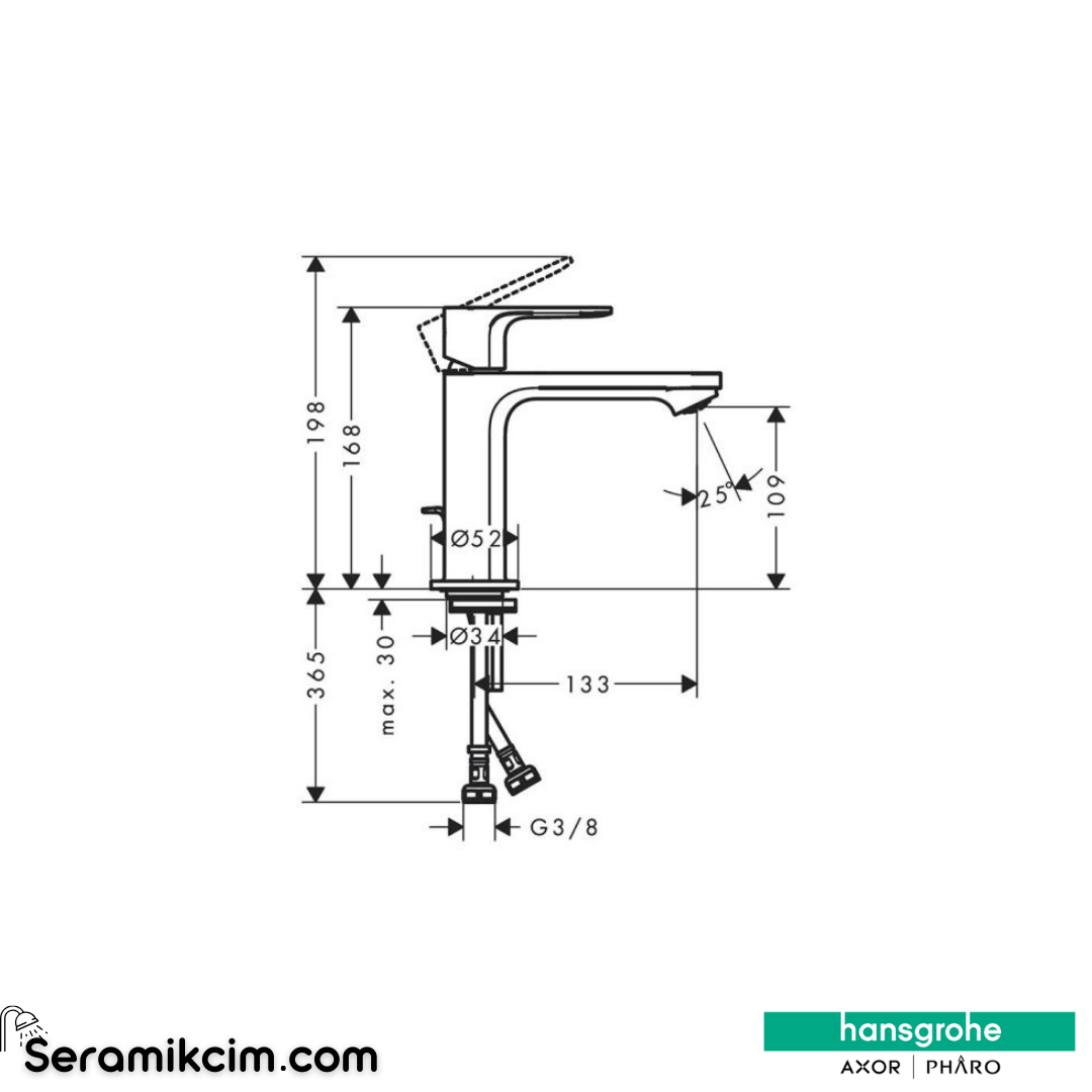 Hansgrohe Rebris E 110 Lavabo Bataryası Coolstart Sifon Kumandalı Krom 72551000