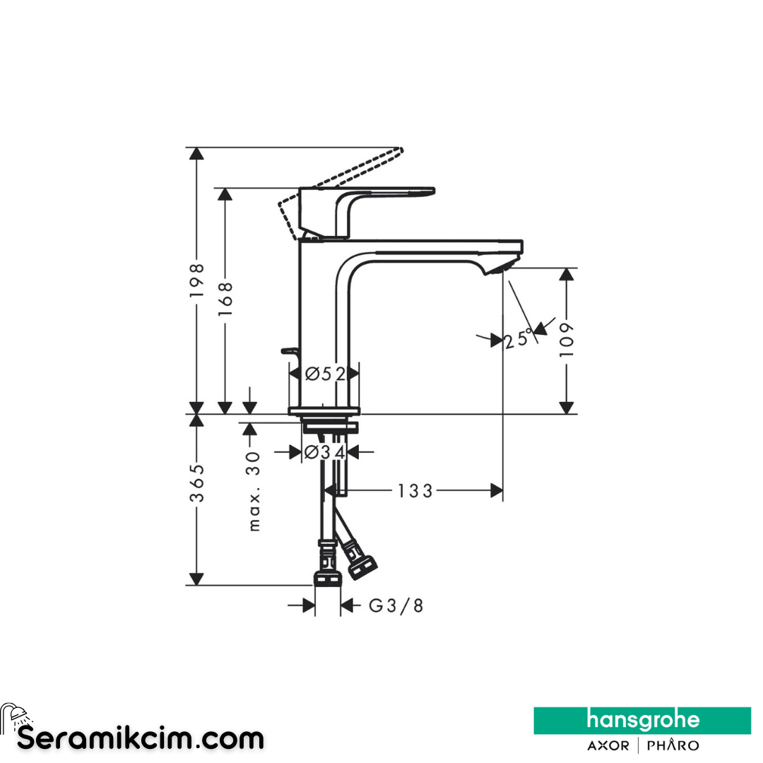 Hansgrohe Rebris E 110 Lavabo Bataryası Sifon Kumandalı Krom 72557000