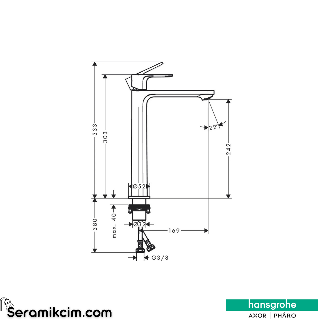 Hansgrohe Rebris E 240 Çanak Lavabo Bataryası Coolstart Krom 72583000