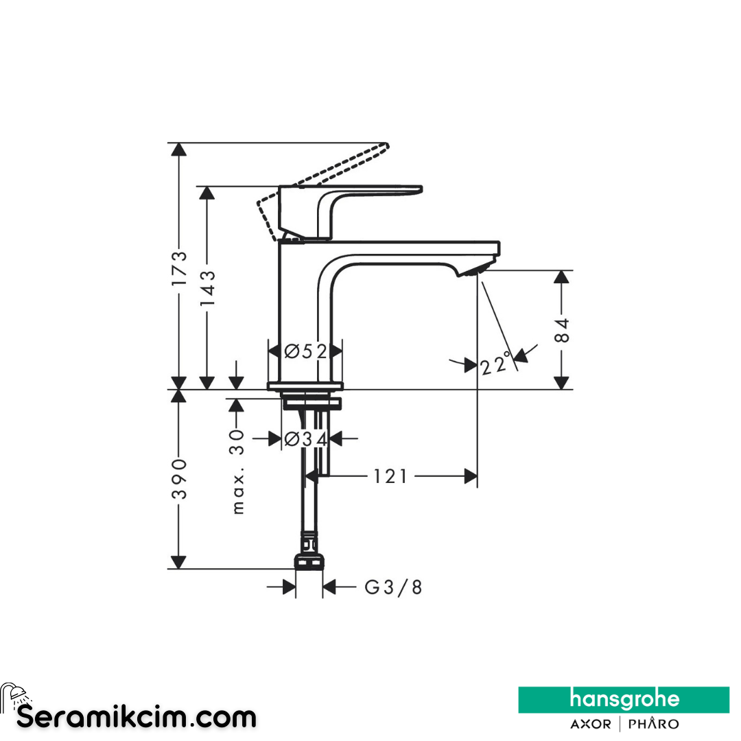 Hansgrohe Rebris E 80 Lavabo Bataryası Tek Su Girişli Mat Siyah 72506670