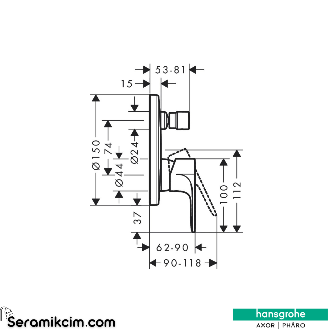 Hansgrohe Rebris E Ankastre Banyo Bataryası Mat Siyah 72469670