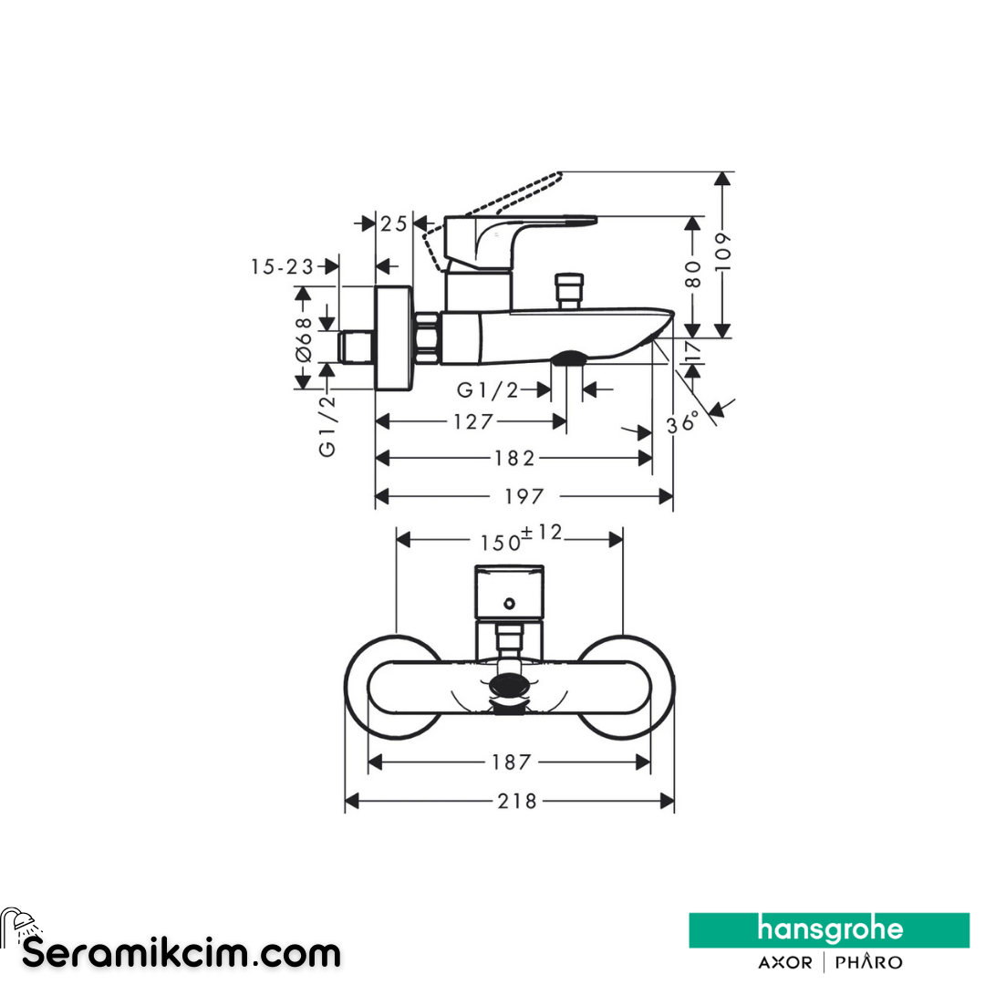 Hansgrohe Rebris E Banyo Bataryası Mat Siyah 72450670