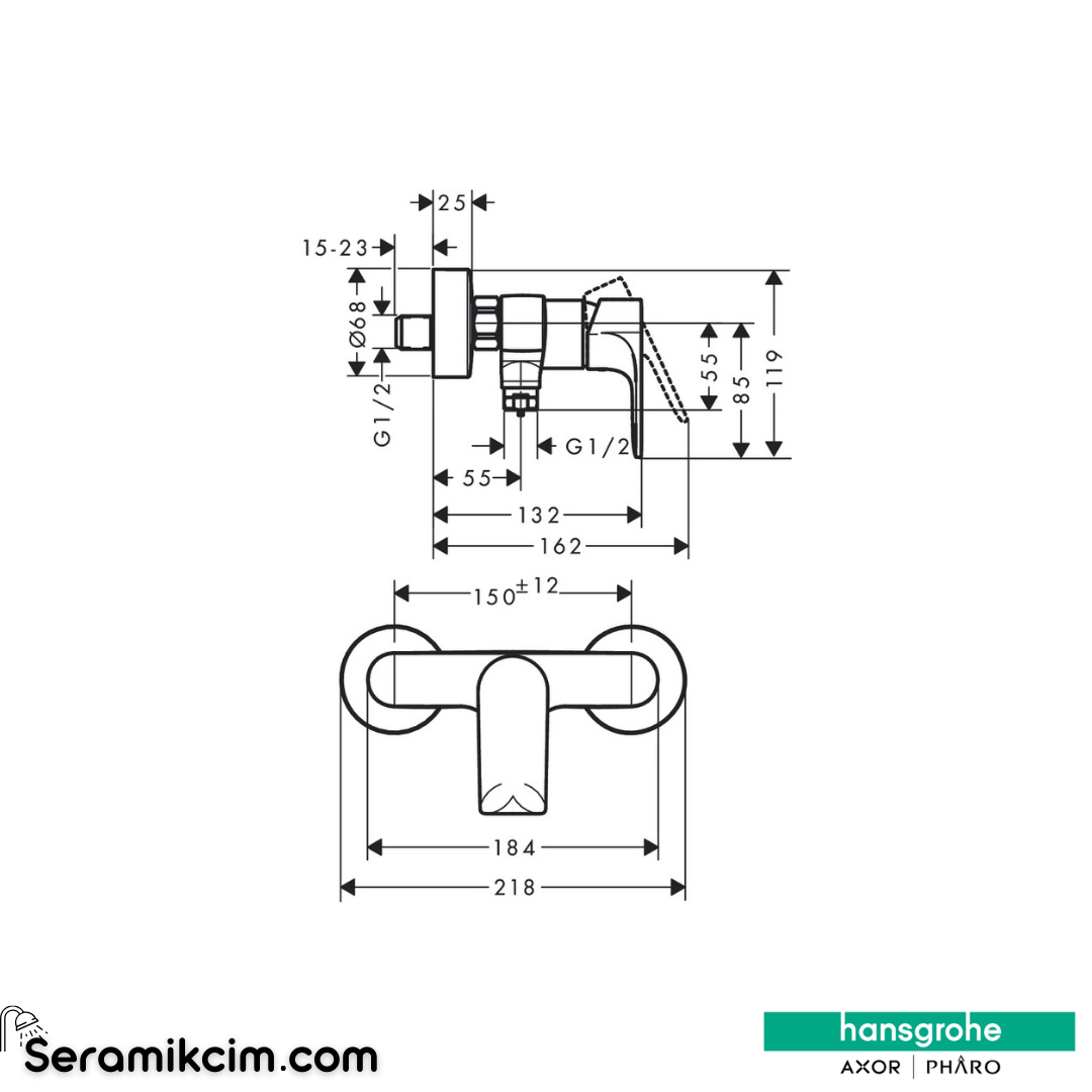 Hansgrohe Rebris E Duş Bataryası Krom 72650000