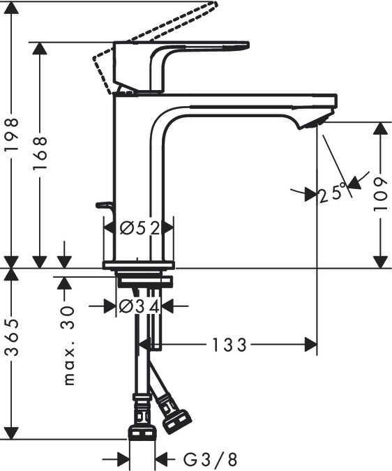 Hansgrohe Rebris E Eviye Bataryası E Tek Kollu Lavabo Bataryası 80 Coolstart Kumandasız Satin Siyah 72554670 - 72554670