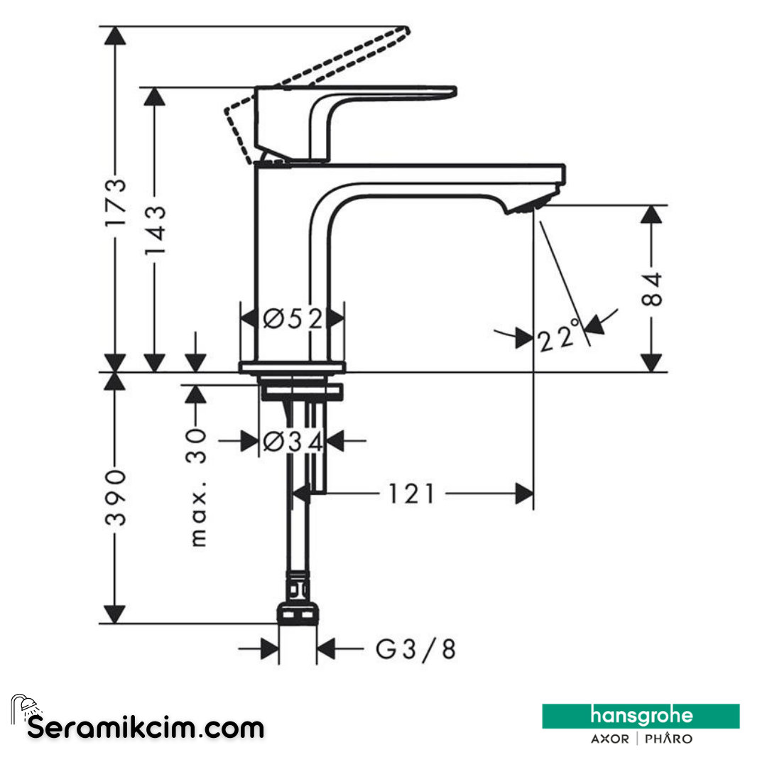 Hansgrohe Rebris E Eviye Bataryası S Tek Akım Musluk 80 Kumandasız 72503000 - 72503000