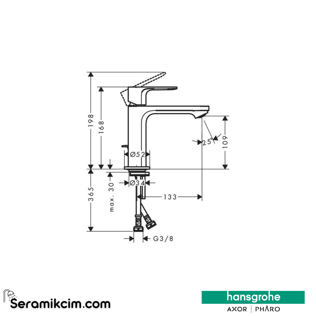 Hansgrohe Rebris E Eviye Bataryası S Tek Kollu Lavabo Bataryası 110 Coolstart Kumandasız Satin Siyah 72520670 - 72520670